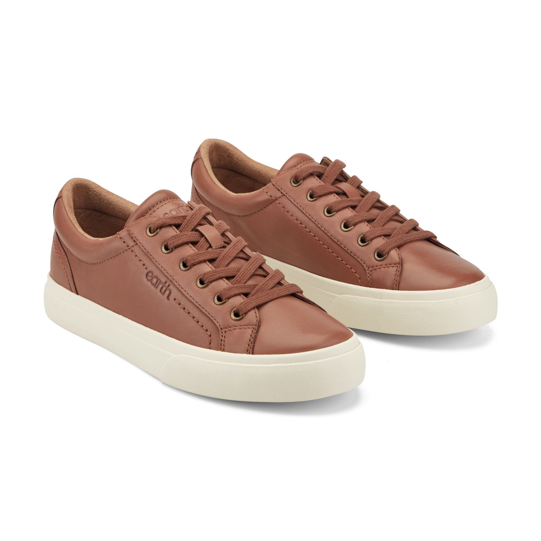 Earth Dailey Leather Lace-Up Casual Cushioned Comfort Sneaker Women's Sneaker - Medium Brown Leather - 2