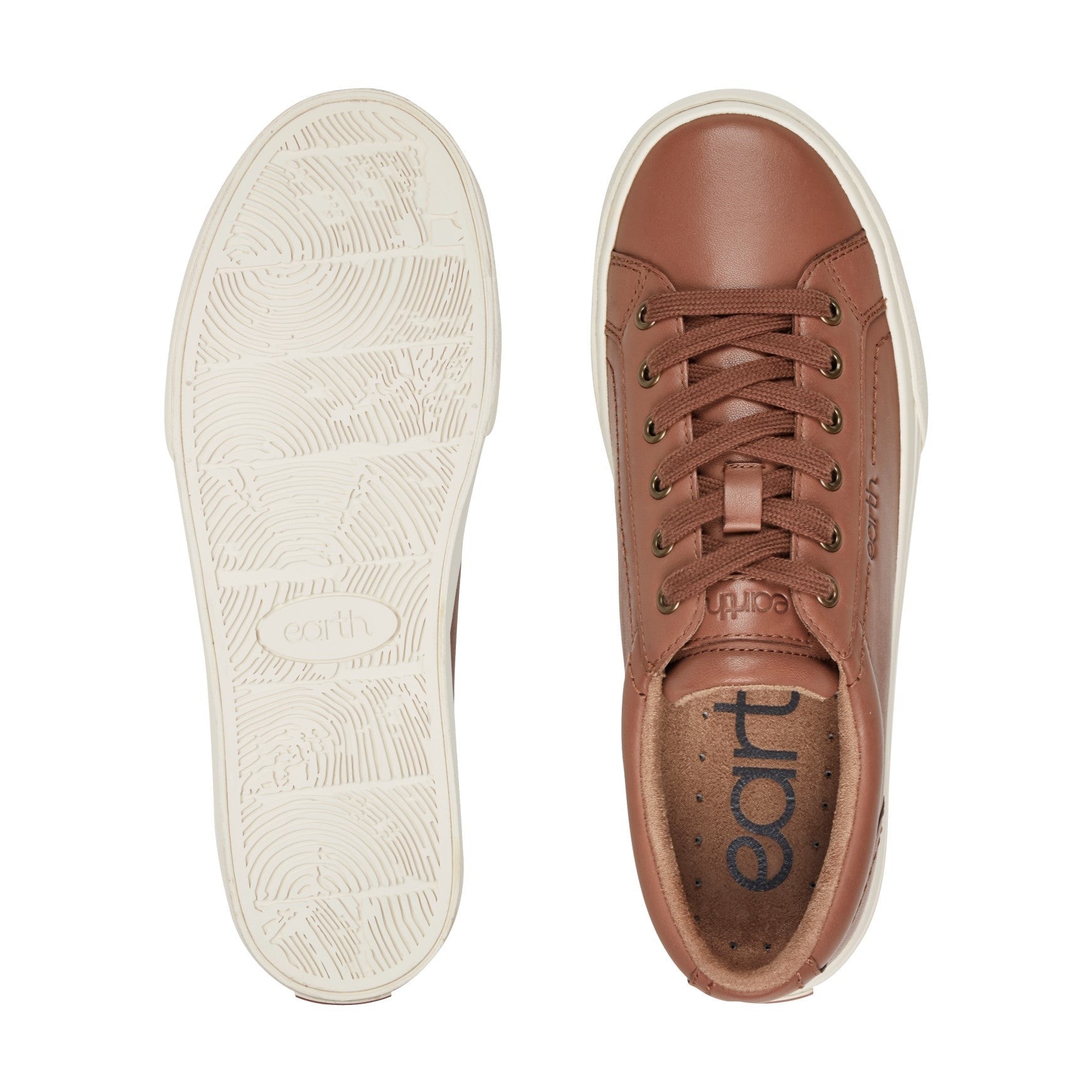 Earth Dailey Leather Lace-Up Casual Cushioned Comfort Sneaker Women's Sneaker - Medium Brown Leather - 5