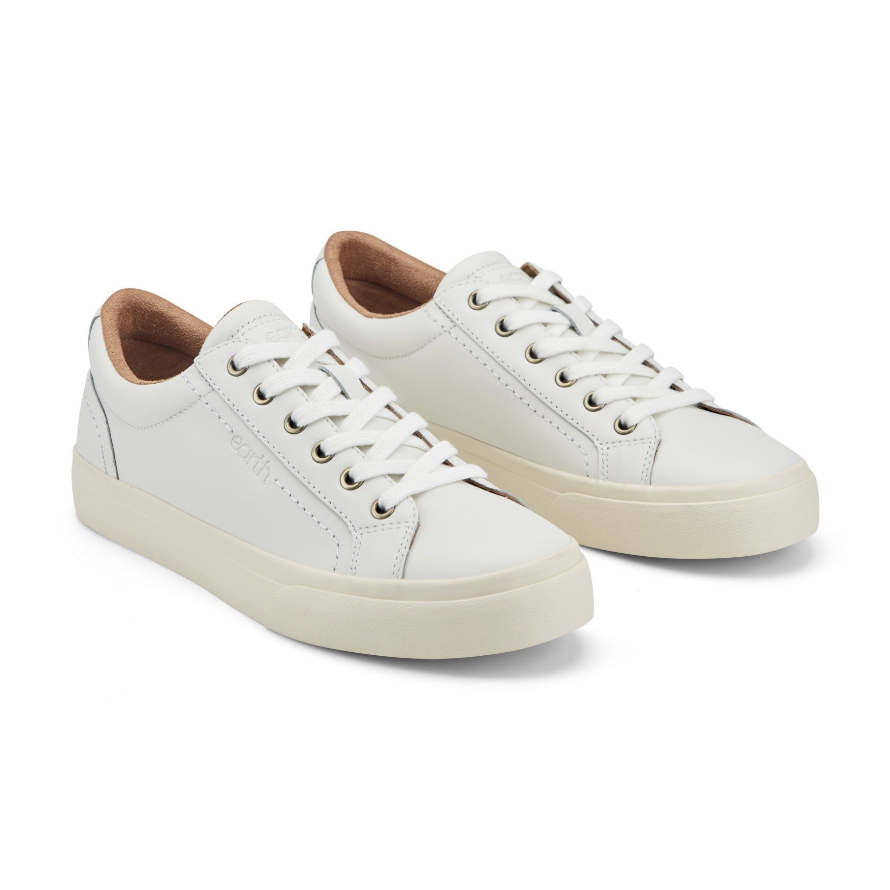 Earth Dailey Leather Lace-Up Casual Cushioned Comfort Sneaker Women's Sneaker - White Leather - 2