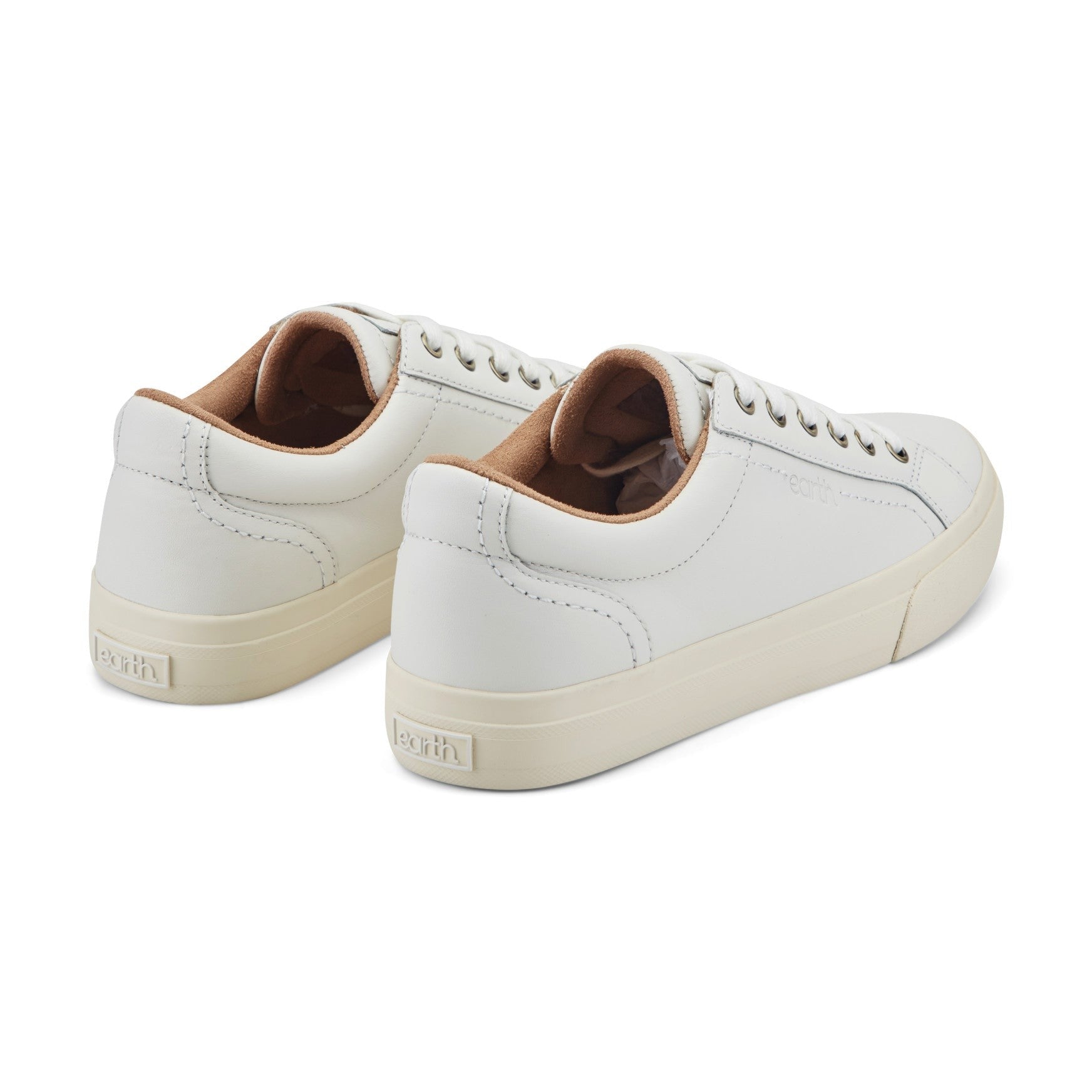 Earth Dailey Leather Lace-Up Casual Cushioned Comfort Sneaker Women's Sneaker - White Leather - 3