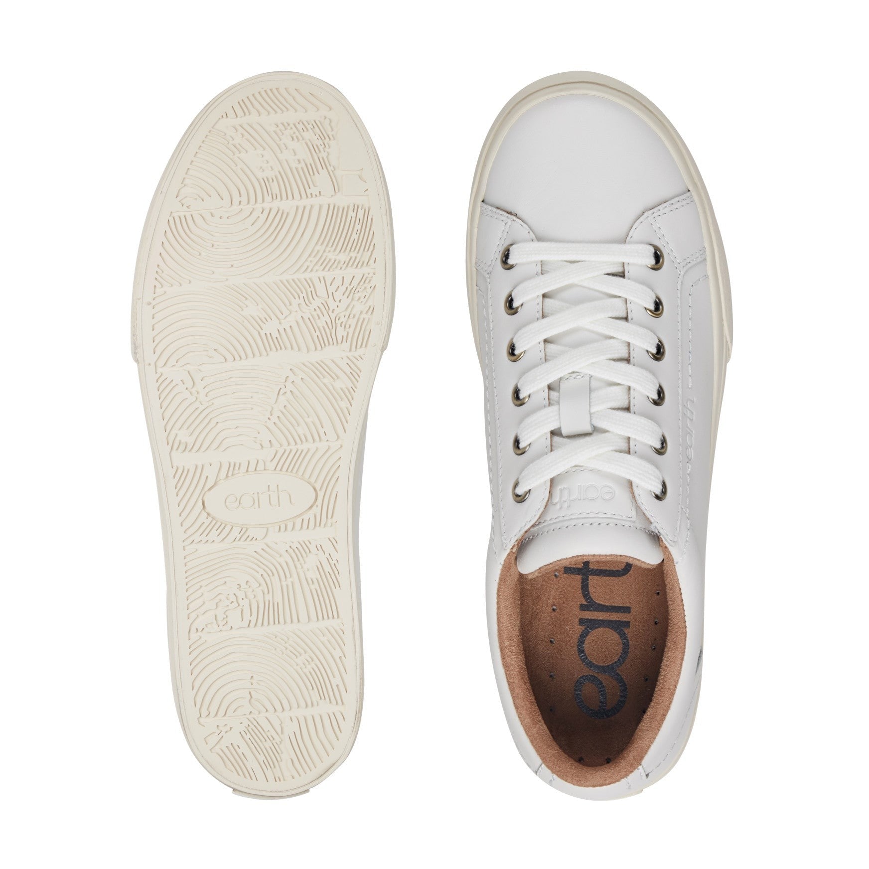 Earth Dailey Leather Lace-Up Casual Cushioned Comfort Sneaker Women's Sneaker - White Leather - 5