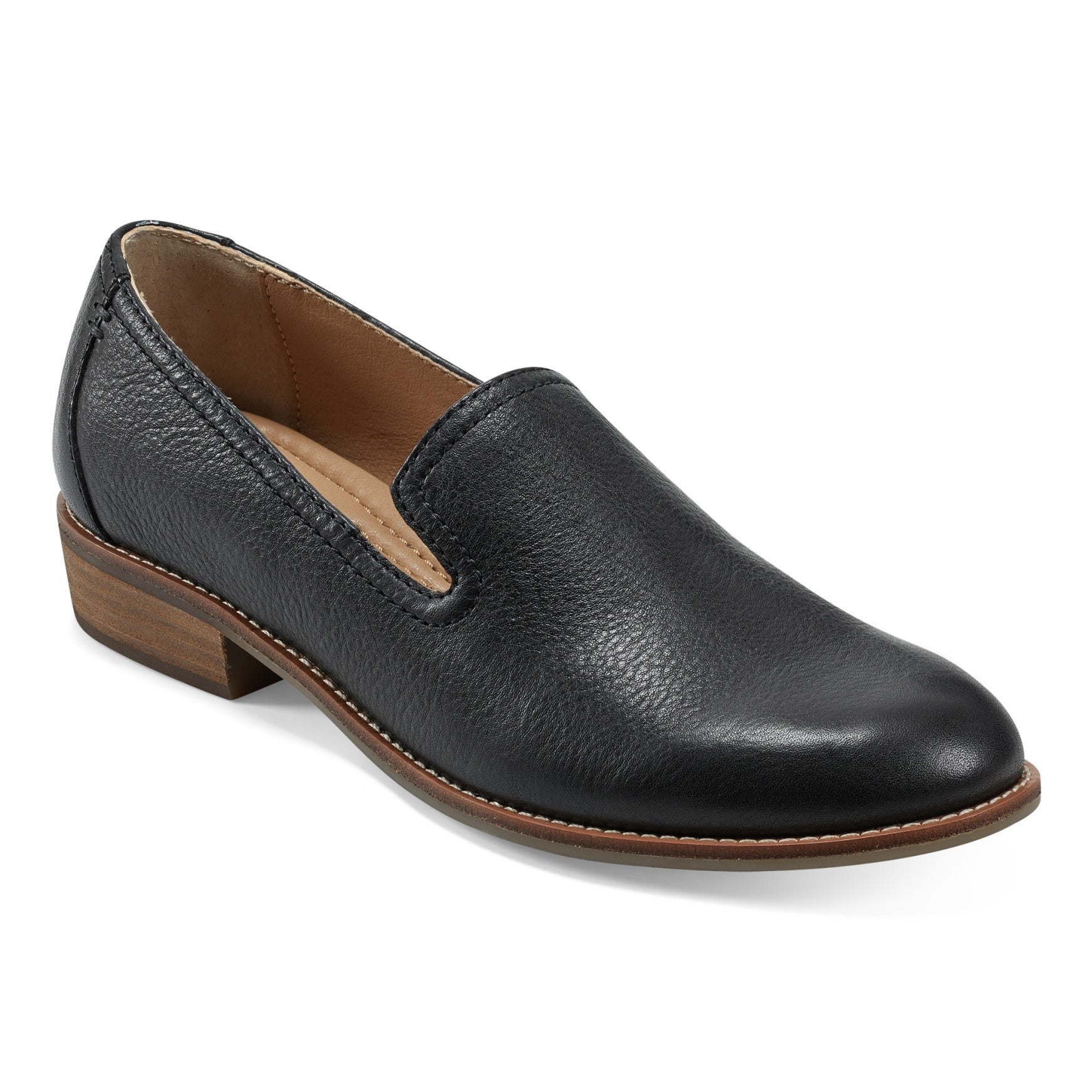 Earth Edna Round Toe Casual Slip-on Flat - Cushioned Arch Support Women's Loafer - Black - 2