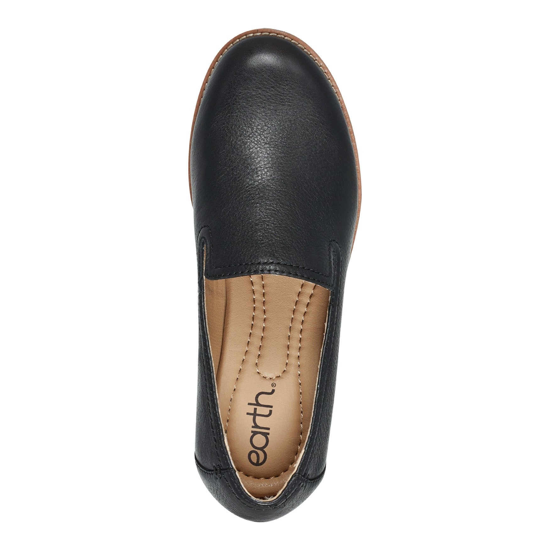 Earth Edna Round Toe Casual Slip-on Flat - Cushioned Arch Support Women's Loafer - Black - 5