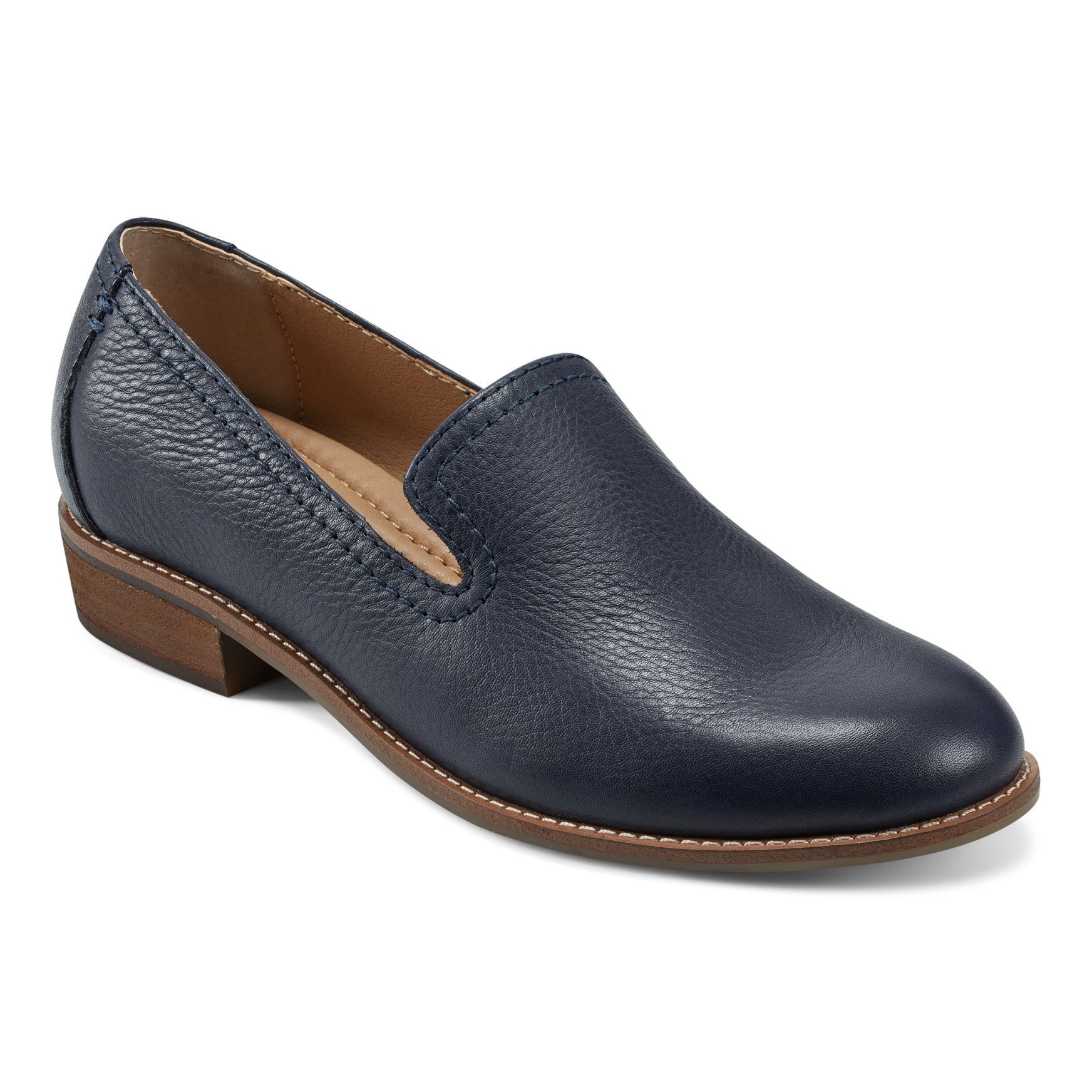 Earth Edna Round Toe Casual Slip-on Flat - Cushioned Arch Support Women's Loafer - Dark Blue - 2