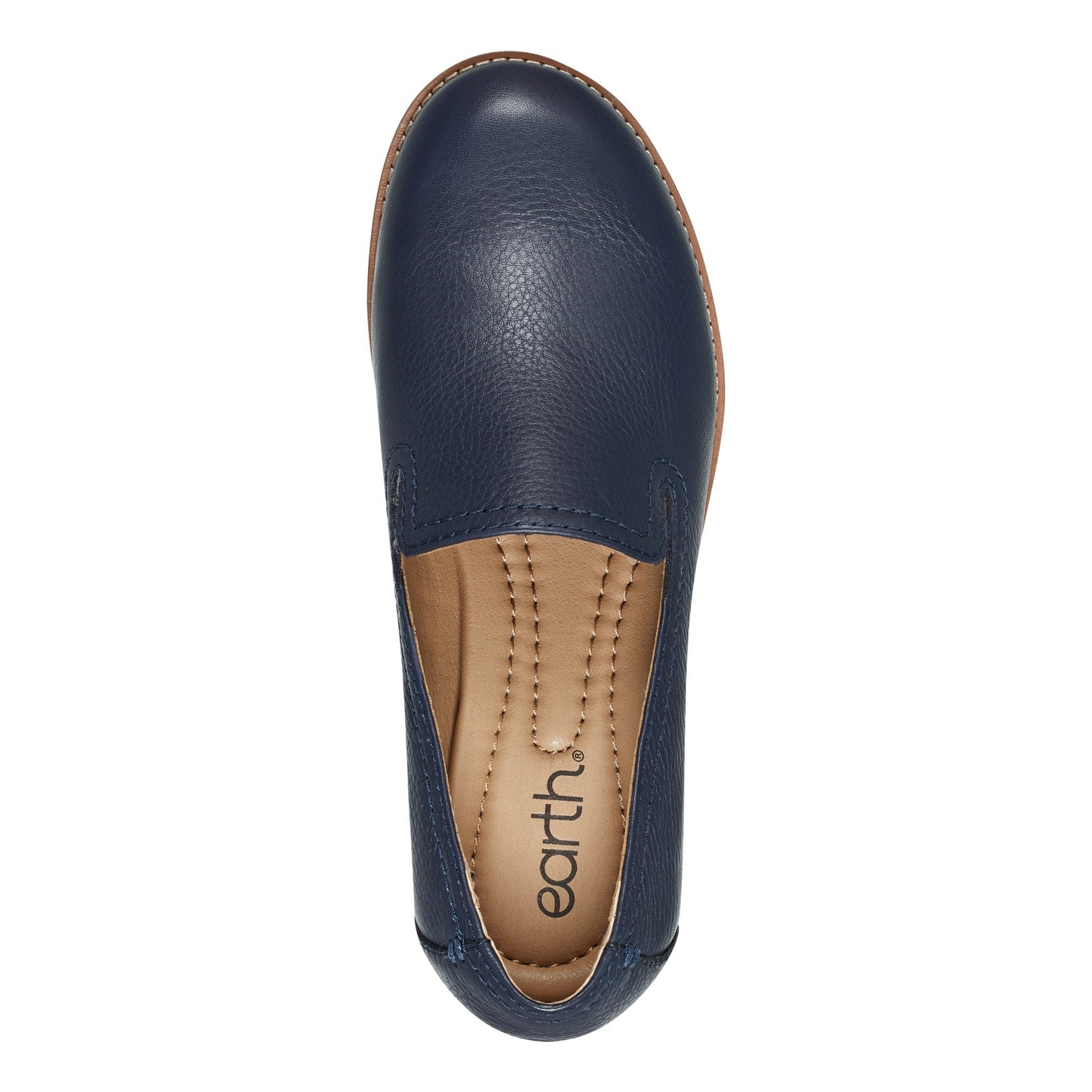 Earth Edna Round Toe Casual Slip-on Flat - Cushioned Arch Support Women's Loafer - Dark Blue - 5