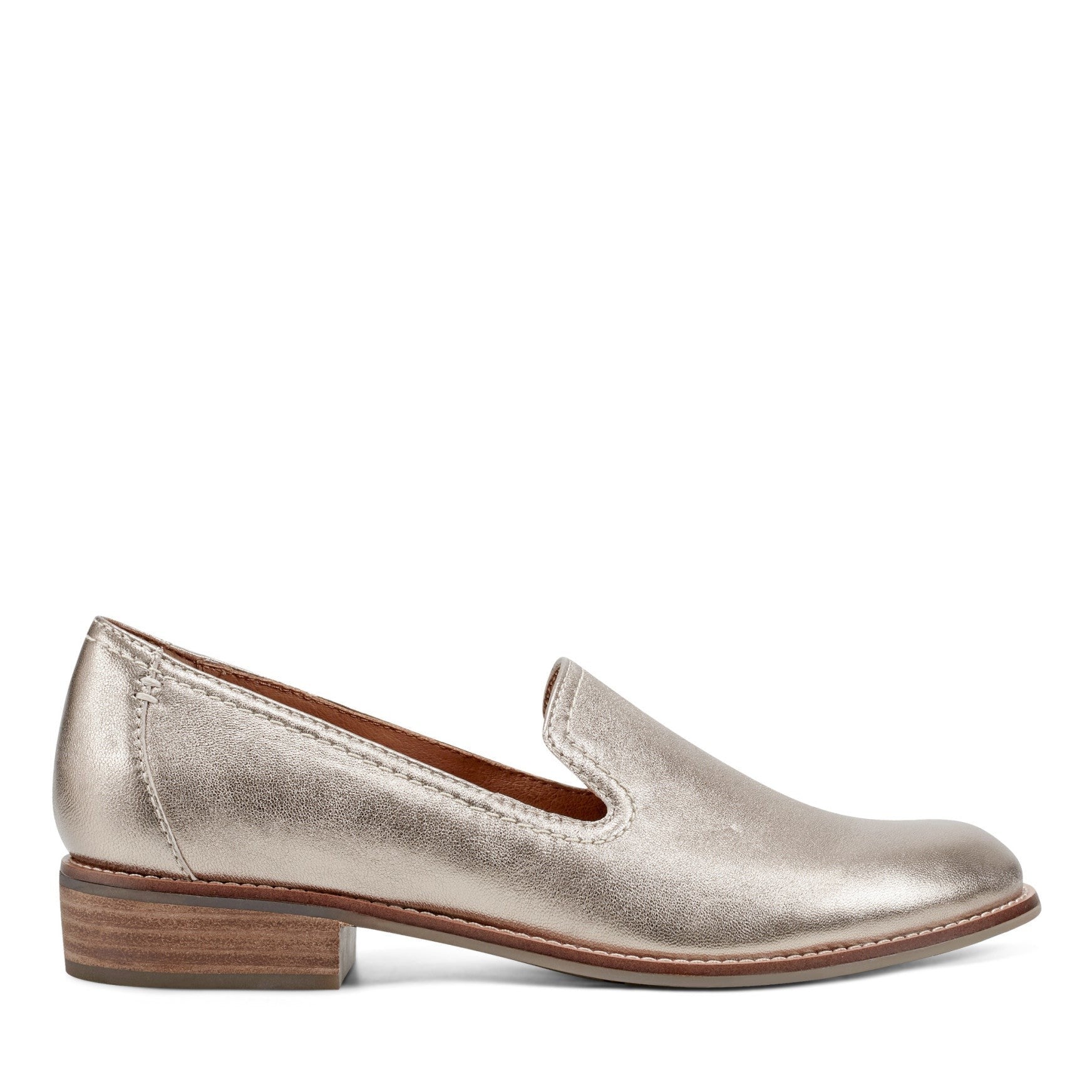 Earth Edna Round Toe Casual Slip-on Flat - Cushioned Arch Support Women's Loafer - Gold - 1