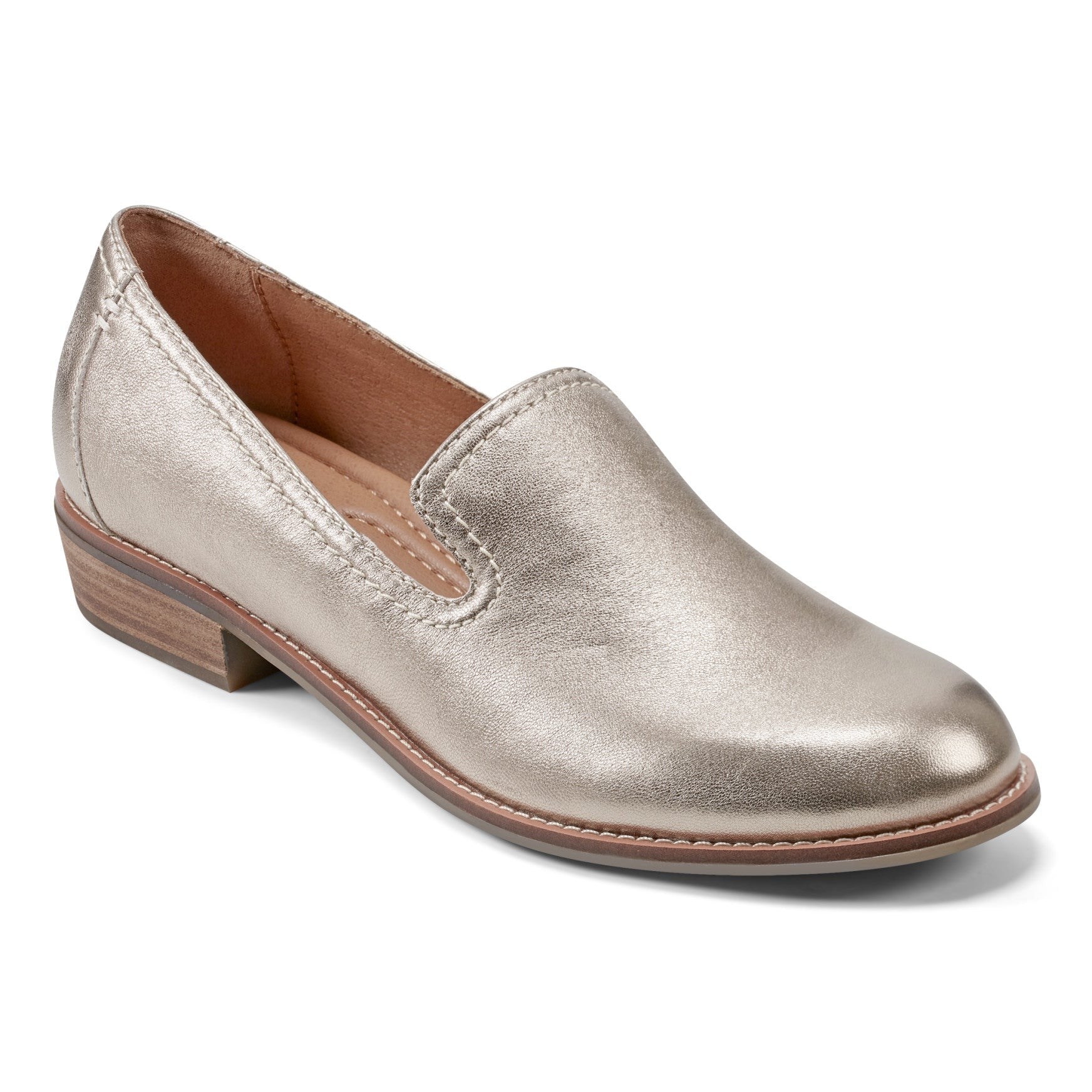 Earth Edna Round Toe Casual Slip-on Flat - Cushioned Arch Support Women's Loafer - Gold - 2