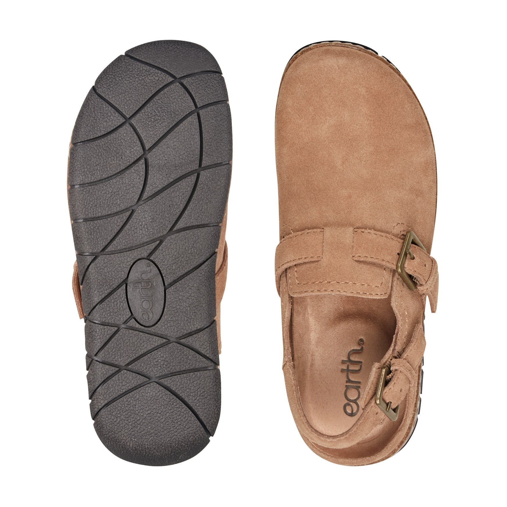 Earth Elmonte Slingback Comfort Clog Women's Mules & Loafers - Light Brown Suede - 5