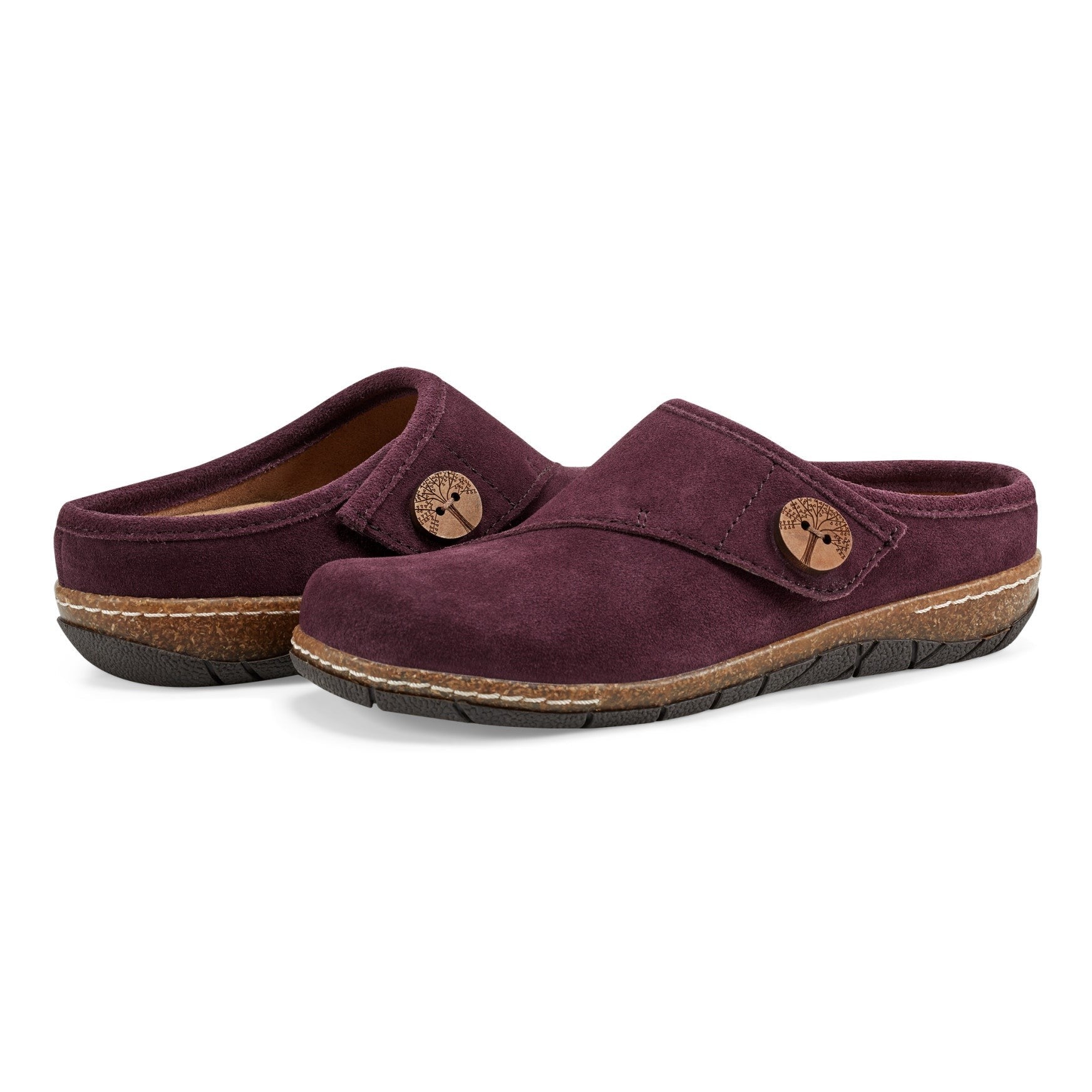 Earth Ezra Slip-On Cushioned Arch Support Women's Mules & Loafers - Dark Red Suede - 8