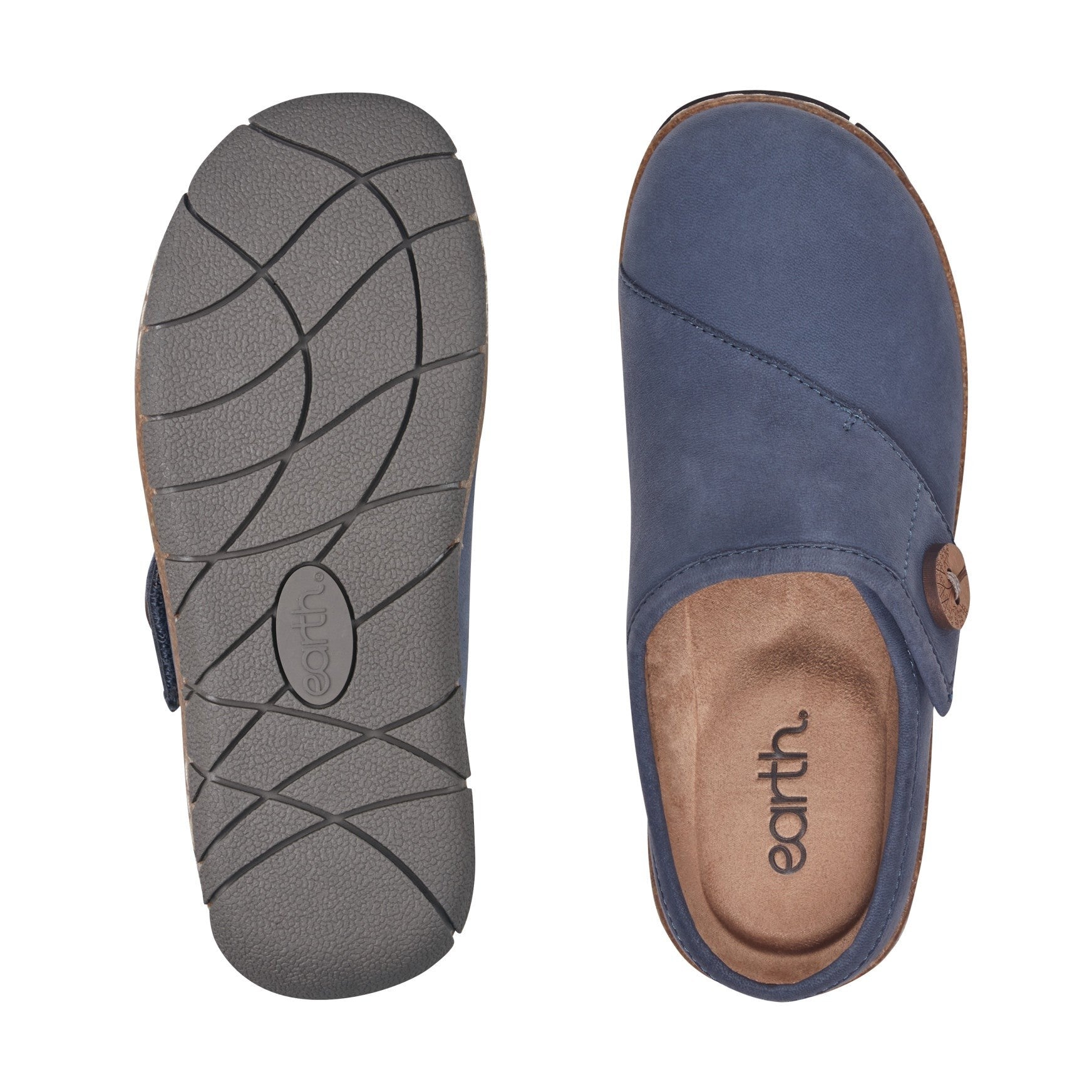 Earth Ezra Slip-On Cushioned Arch Support Women's Mules & Loafers - Medium Blue Leather - 6