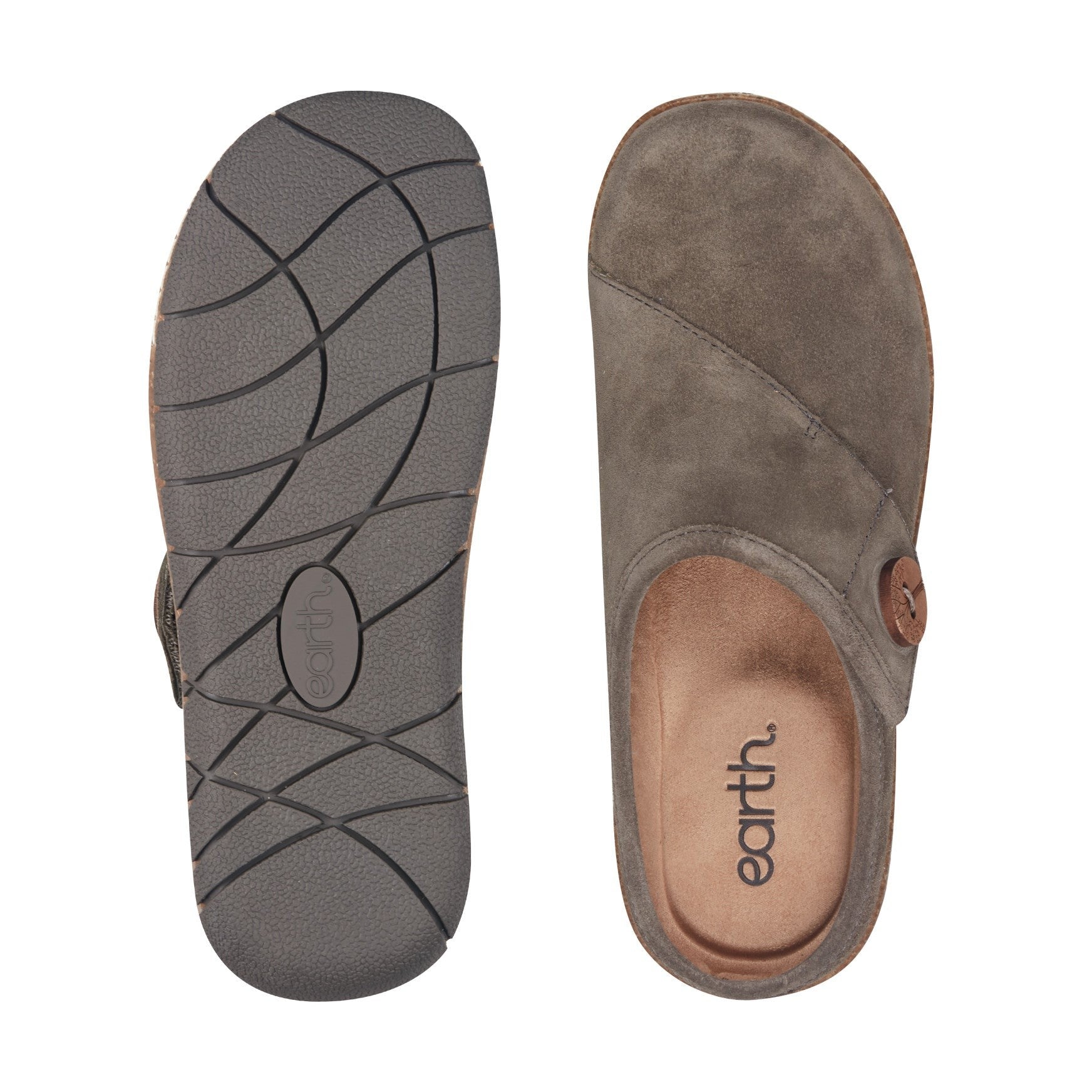 Earth Ezra Slip-On Cushioned Arch Support Women's Mules & Loafers - Medium Green Suede - 6