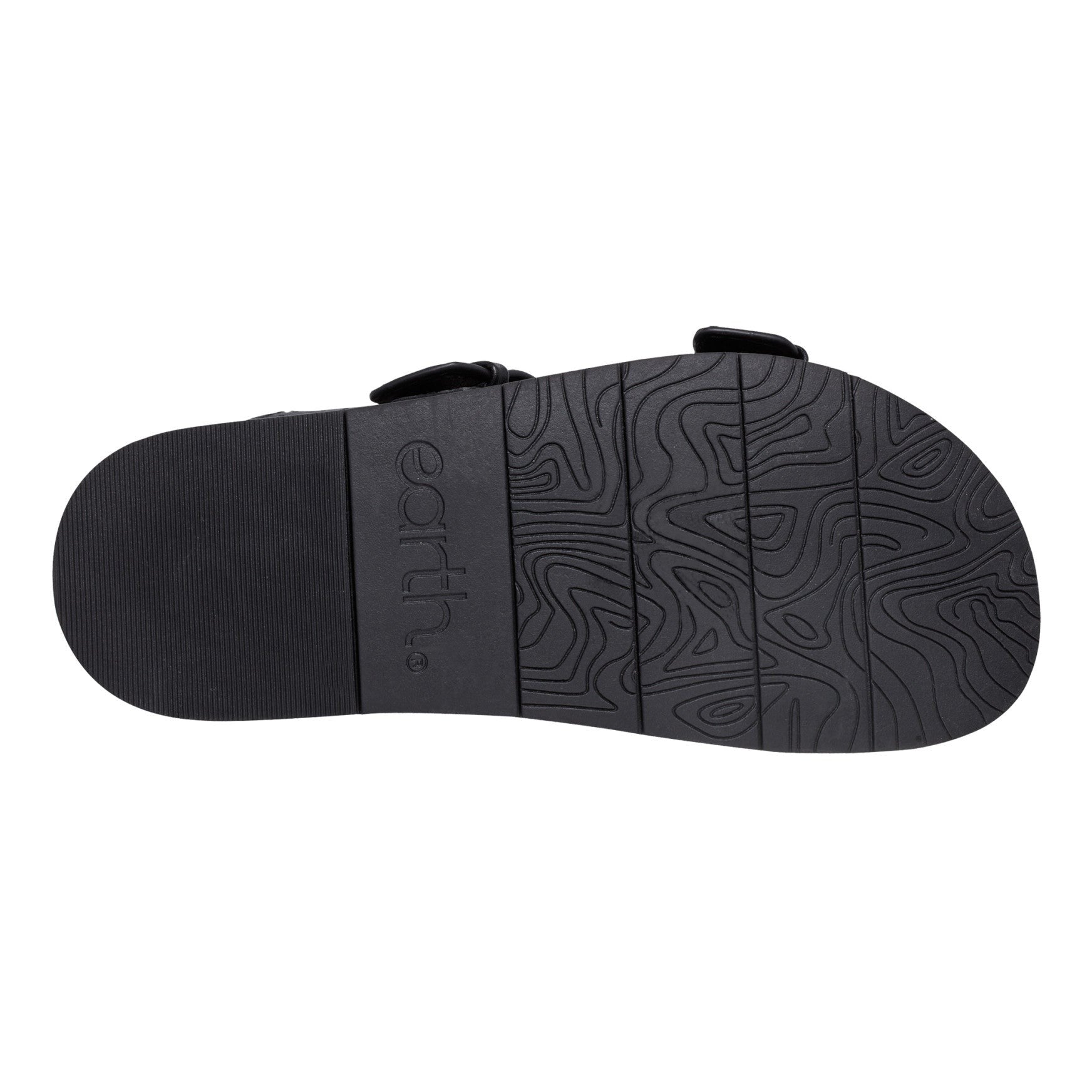 Earth Francii Cushioned Double-Buckle Women's Flat Sandal - Black Leather - 6