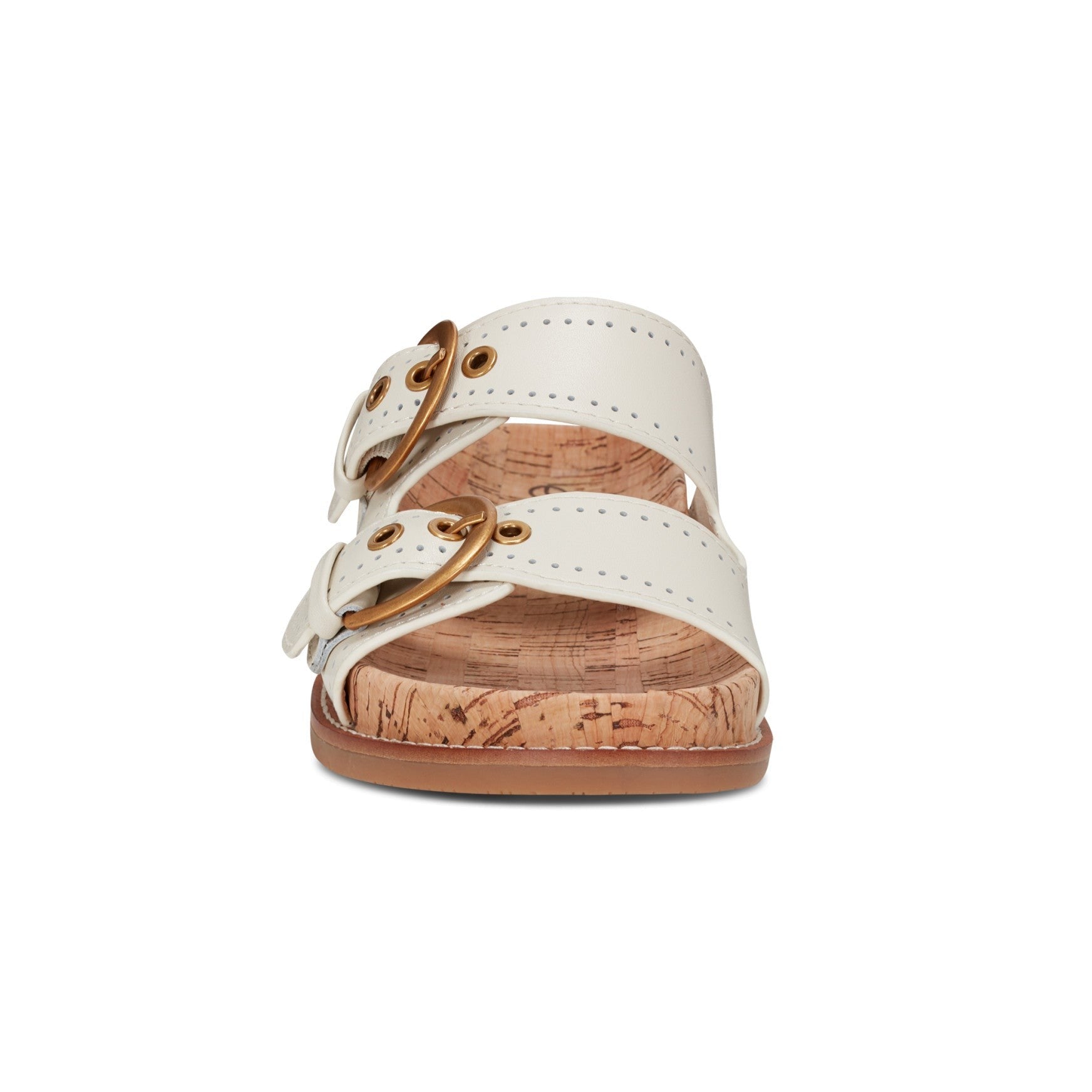 Earth Francii Cushioned Double-Buckle Women's Flat Sandal - Ivory Leather - 3
