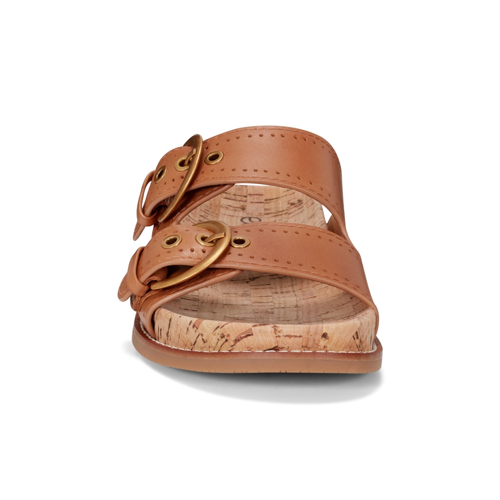 Earth Francii Cushioned Double-Buckle Women's Flat Sandal - Medium Natural Leather - 3
