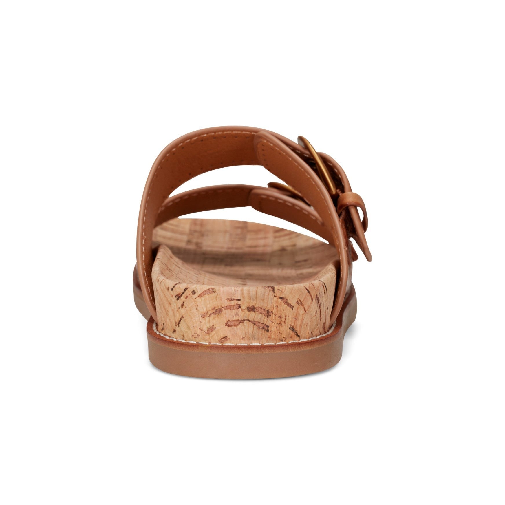 Earth Francii Cushioned Double-Buckle Women's Flat Sandal - Medium Natural Leather - 4
