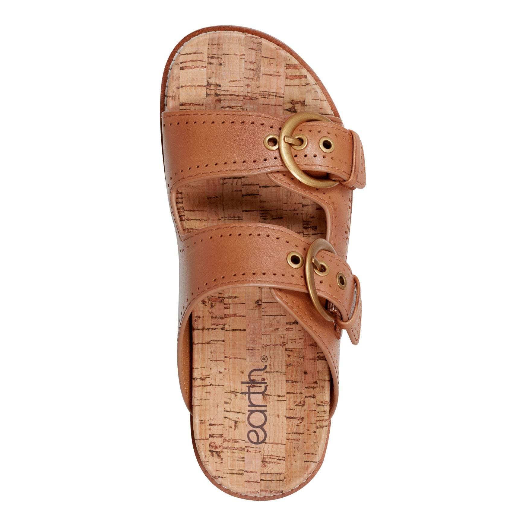 Earth Francii Cushioned Double-Buckle Women's Flat Sandal - Medium Natural Leather - 5