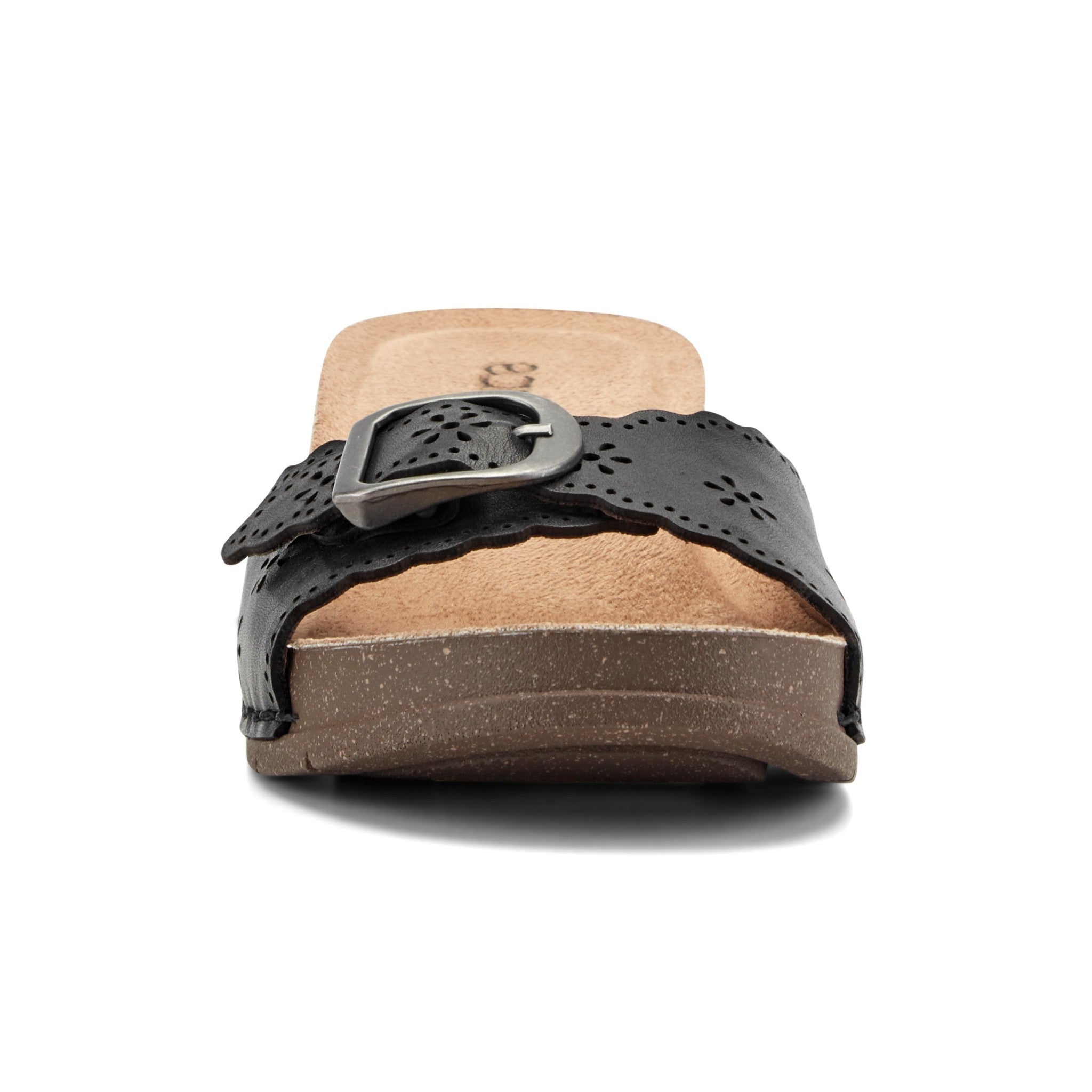 Earth Haisly Slip-on Clog Sandal Cushioned Arch Support Women's Sandal - Black Leather - 3