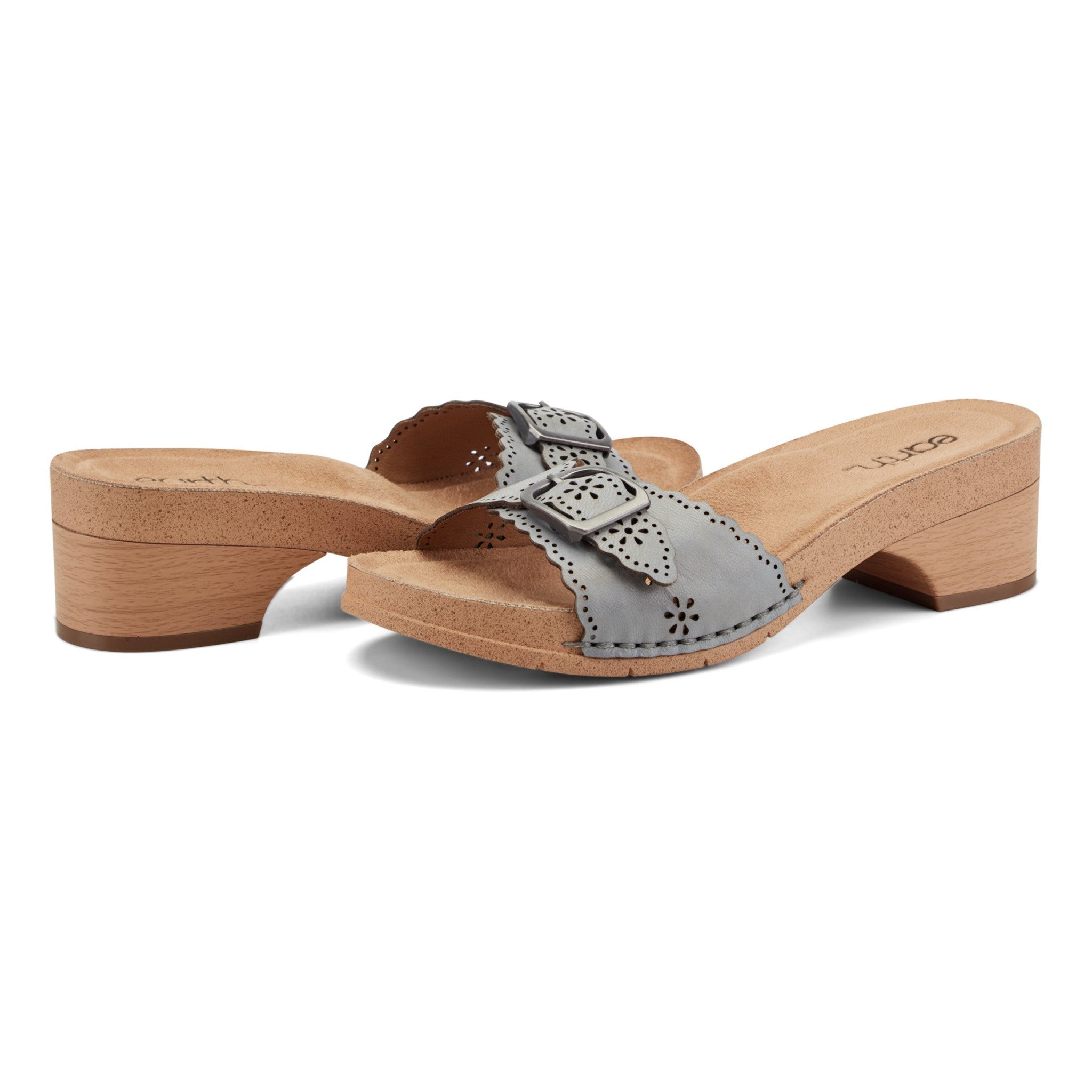 Earth Haisly Slip-on Clog Sandal Cushioned Arch Support Women's Sandal - Light Blue Leather - 7