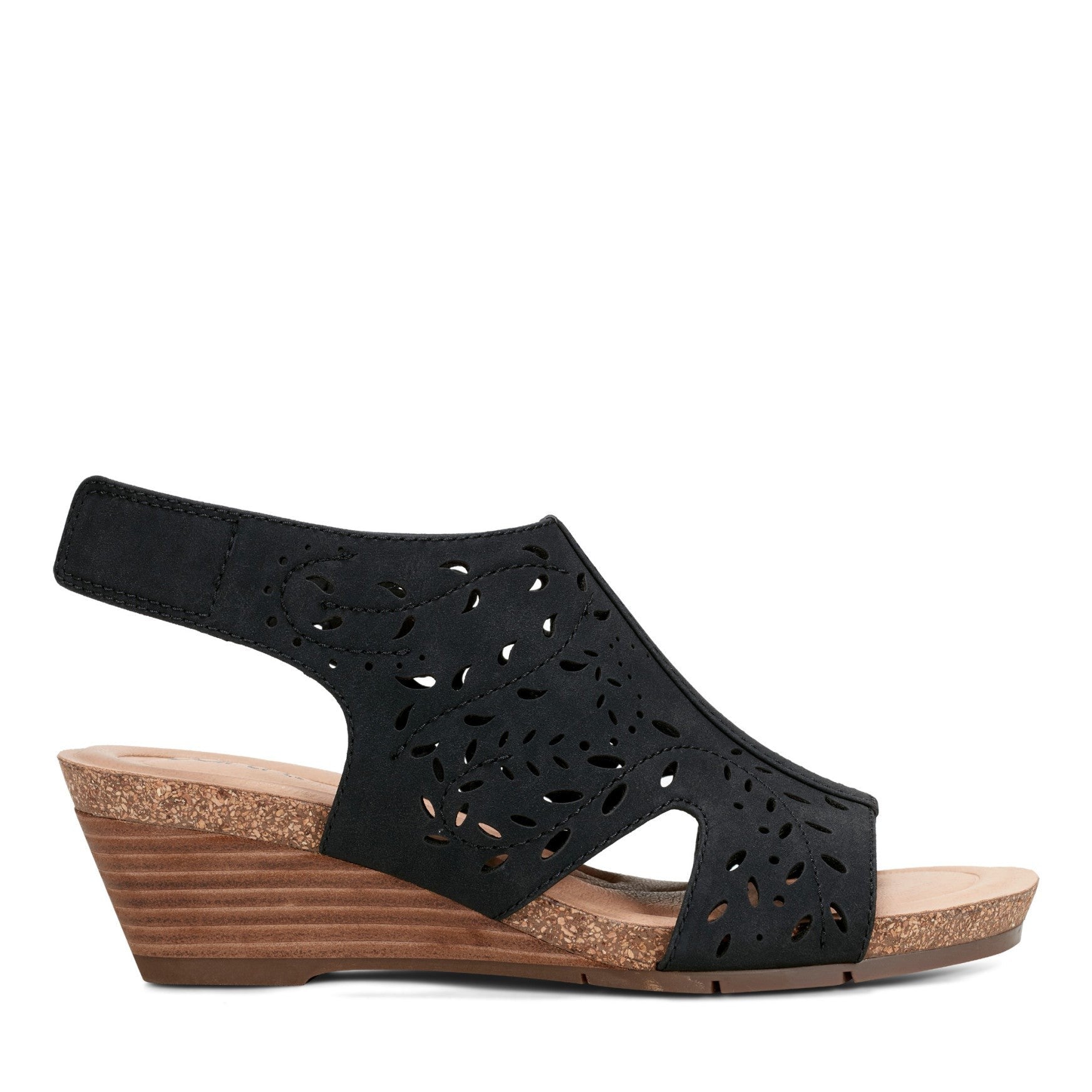 Earth Halin Cushioned Cork Wedge Women's Dress Sandal - Black - 1