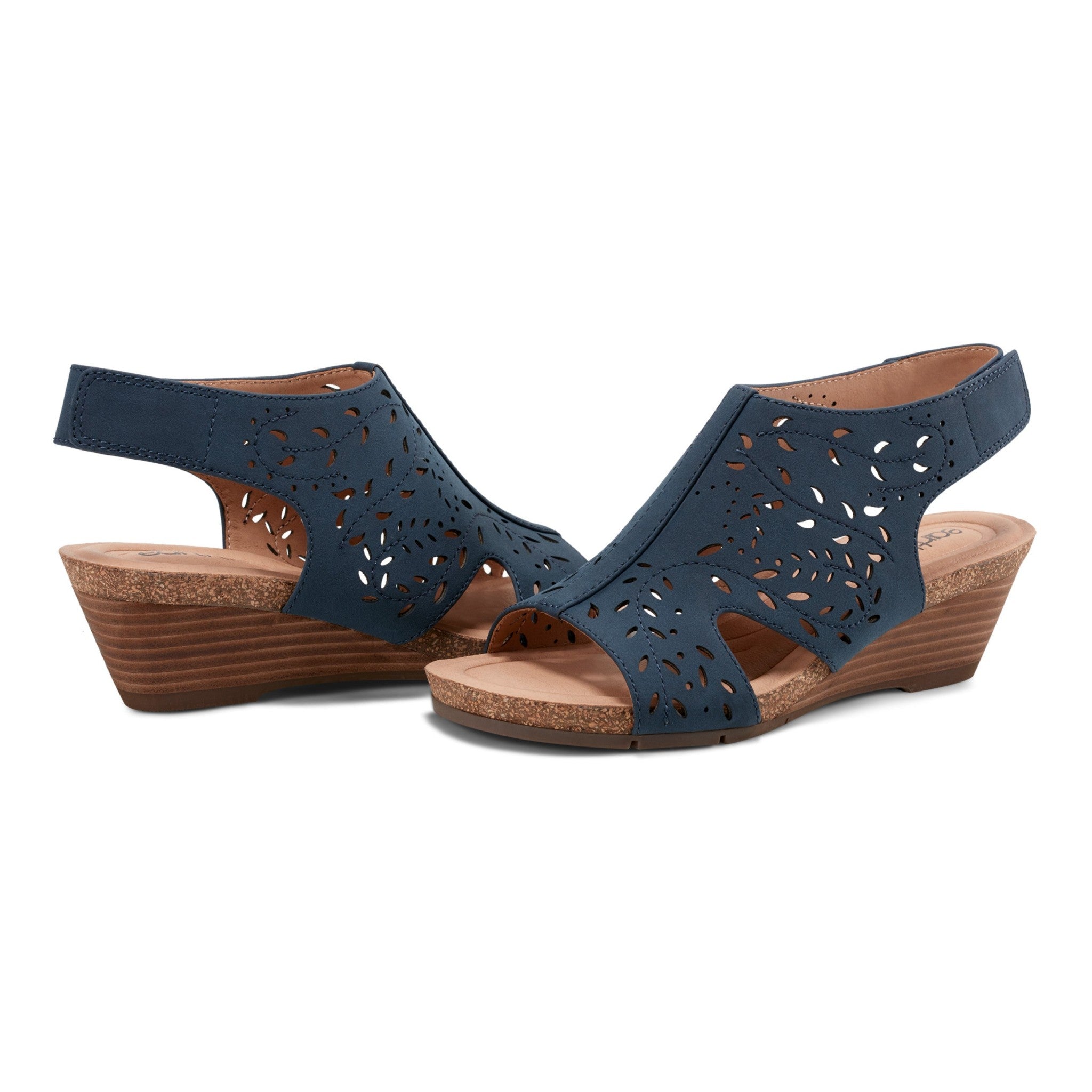 Earth Halin Cushioned Cork Wedge Women's Dress Sandal - Dark Blue - 7