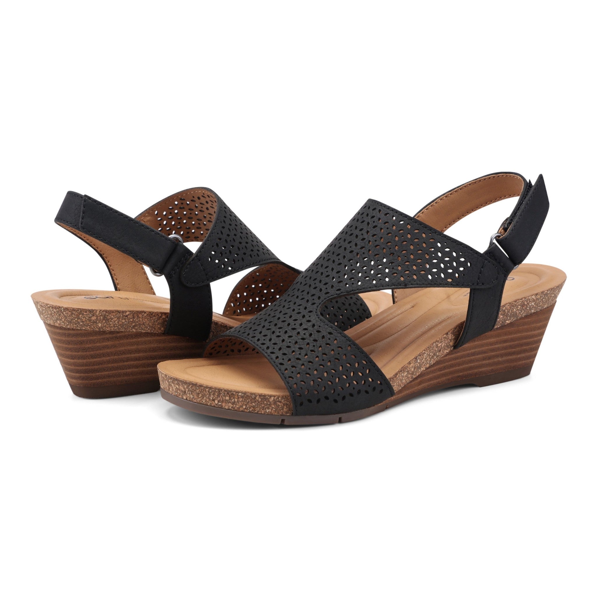 Earth Harten Wedge Sandal Cushioned Arch Support Women's Wedge Sandal - Black - 7