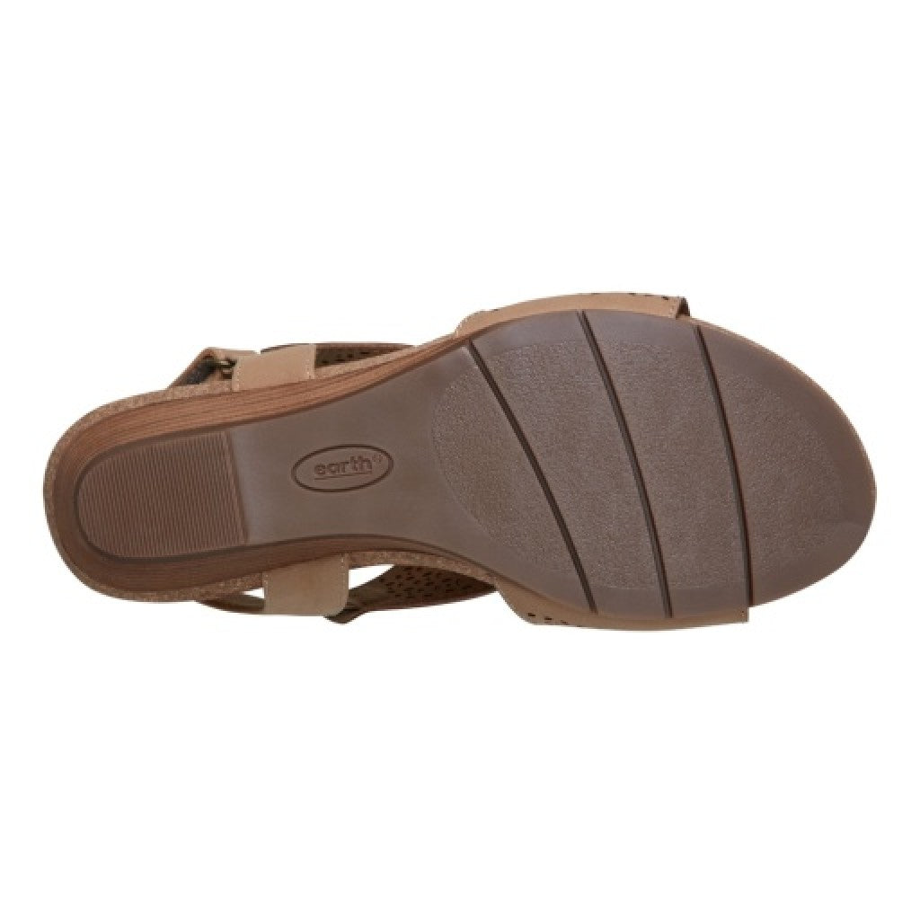 Earth Harten Wedge Sandal Cushioned Arch Support Women's Wedge Sandal - Light Natural - 5