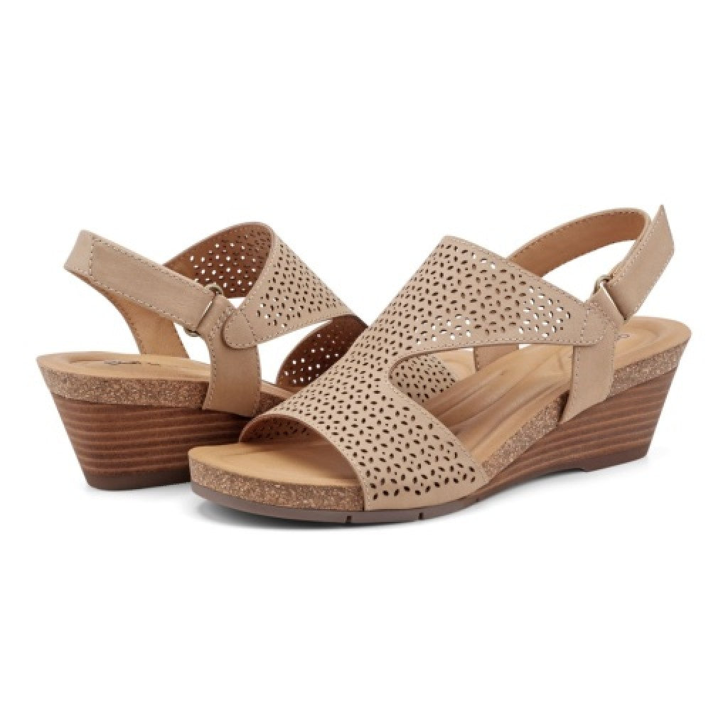 Earth Harten Wedge Sandal Cushioned Arch Support Women's Wedge Sandal - Light Natural - 7
