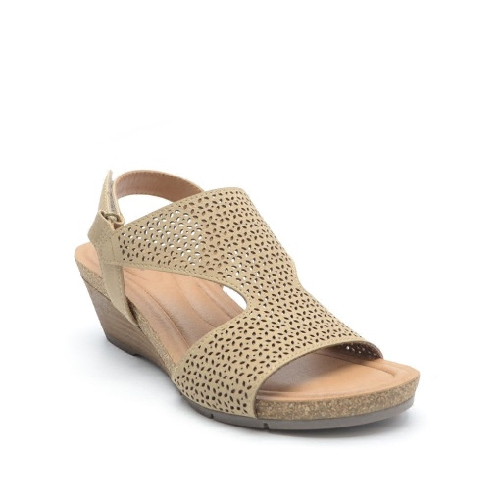 Earth Harten Wedge Sandal Cushioned Arch Support Women's Wedge Sandal - Light Natural - 8