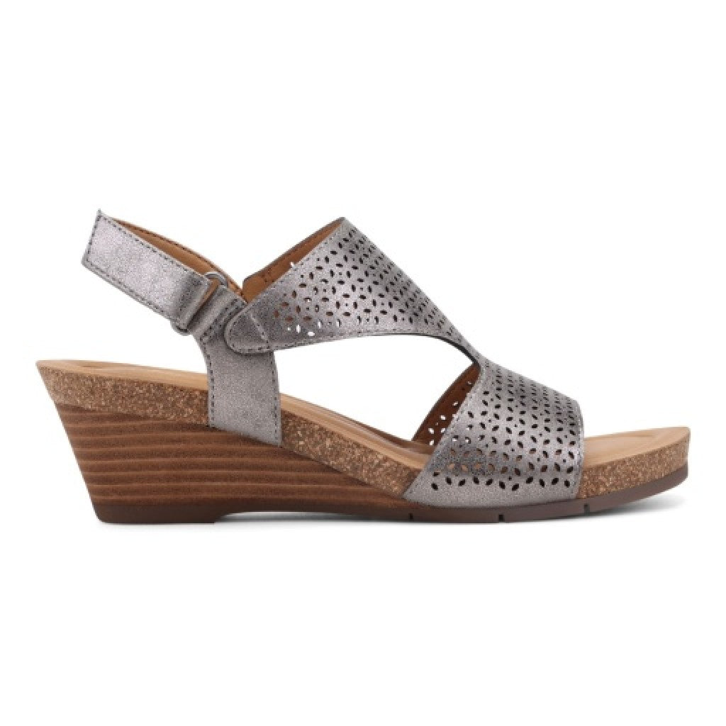 Earth Harten Wedge Sandal Cushioned Arch Support Women's Wedge Sandal - Pewter - 2