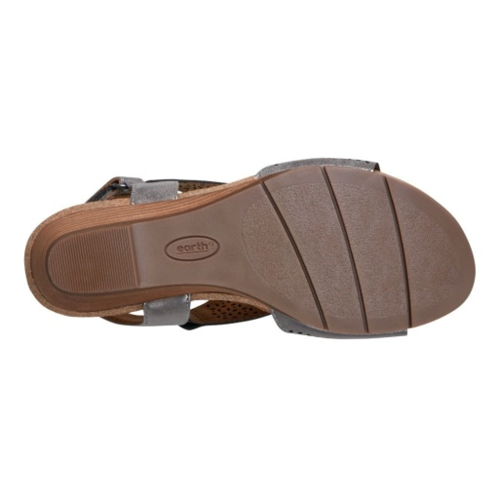 Earth Harten Wedge Sandal Cushioned Arch Support Women's Wedge Sandal - Pewter - 5