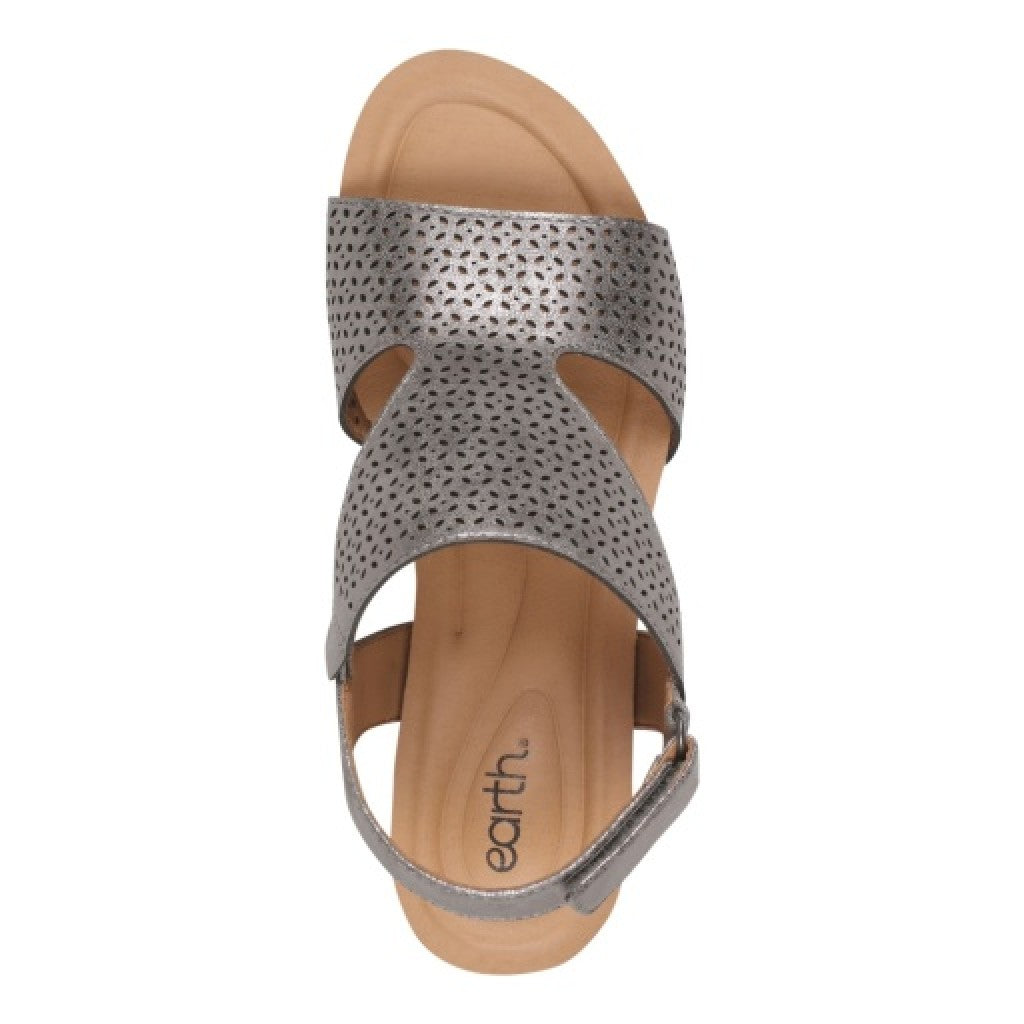 Earth Harten Wedge Sandal Cushioned Arch Support Women's Wedge Sandal - Pewter - 6