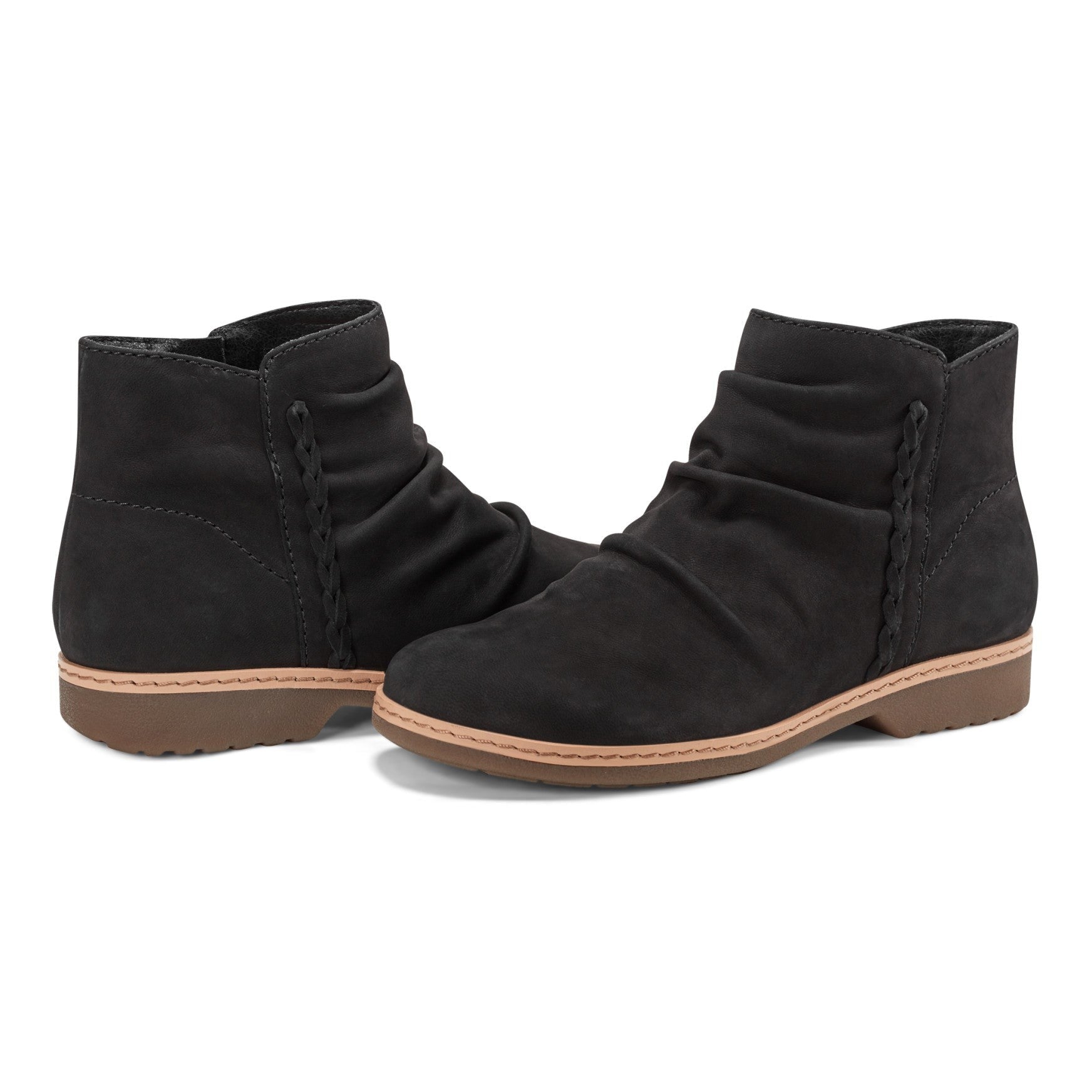 Earth Hilaree Cushioned Ruched Women's Casual Bootie - Black - 7