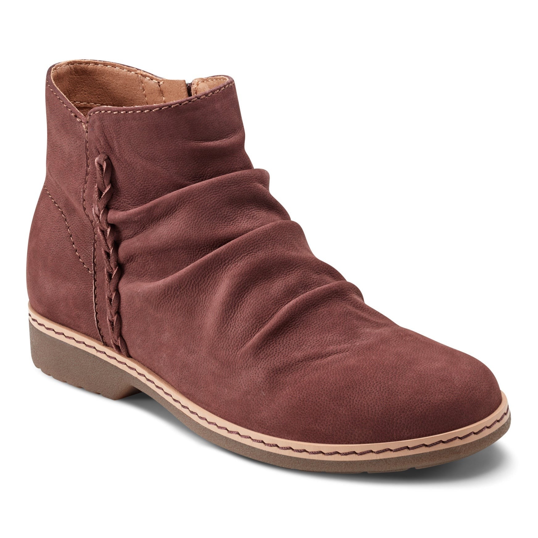 Earth Hilaree Cushioned Ruched Women's Casual Bootie - Dark Red - 2