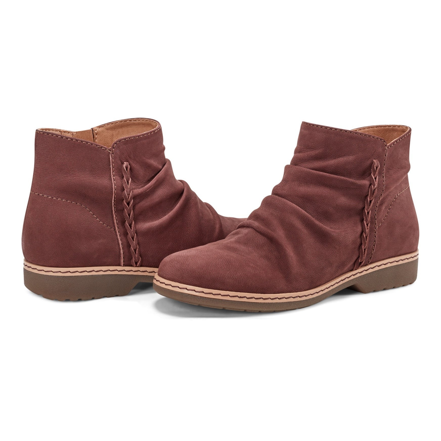 Earth Hilaree Cushioned Ruched Women's Casual Bootie - Dark Red - 7