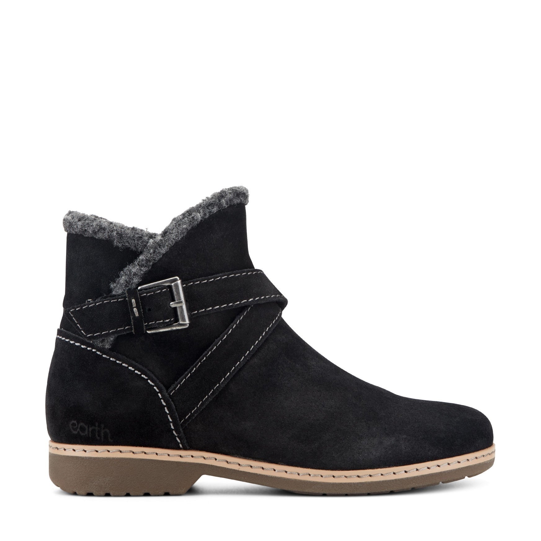 Earth Hutton Water Repellent Insulated Comfort Bootie Cushioned Support Women's Bootie - Black Suede - 1