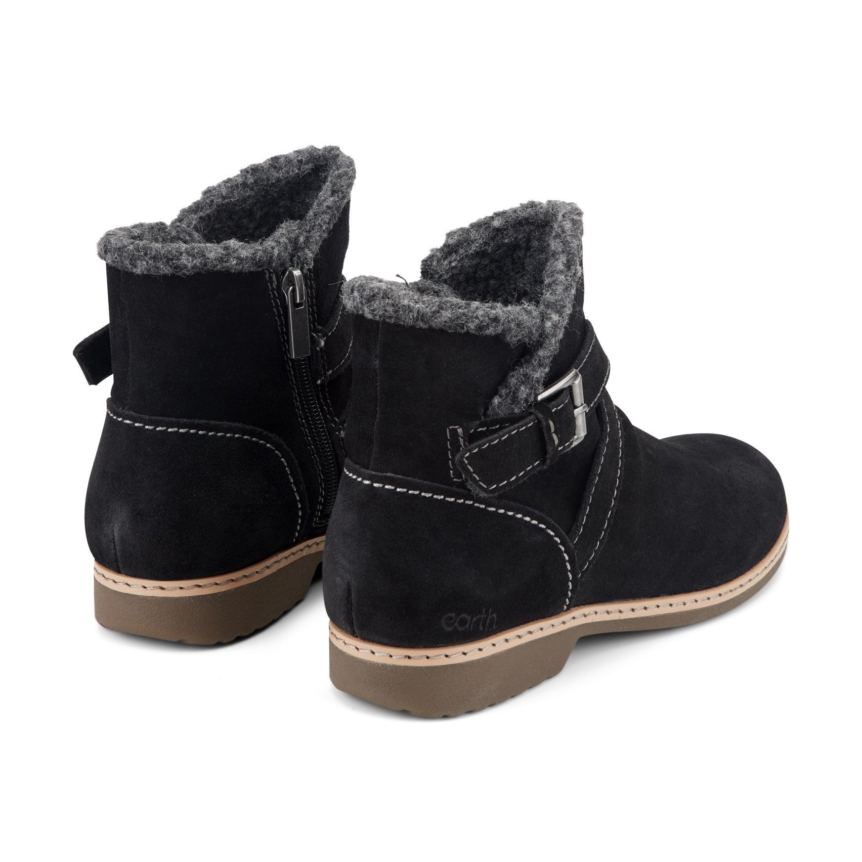 Earth Hutton Water Repellent Insulated Comfort Bootie Cushioned Support Women's Bootie - Black Suede - 3