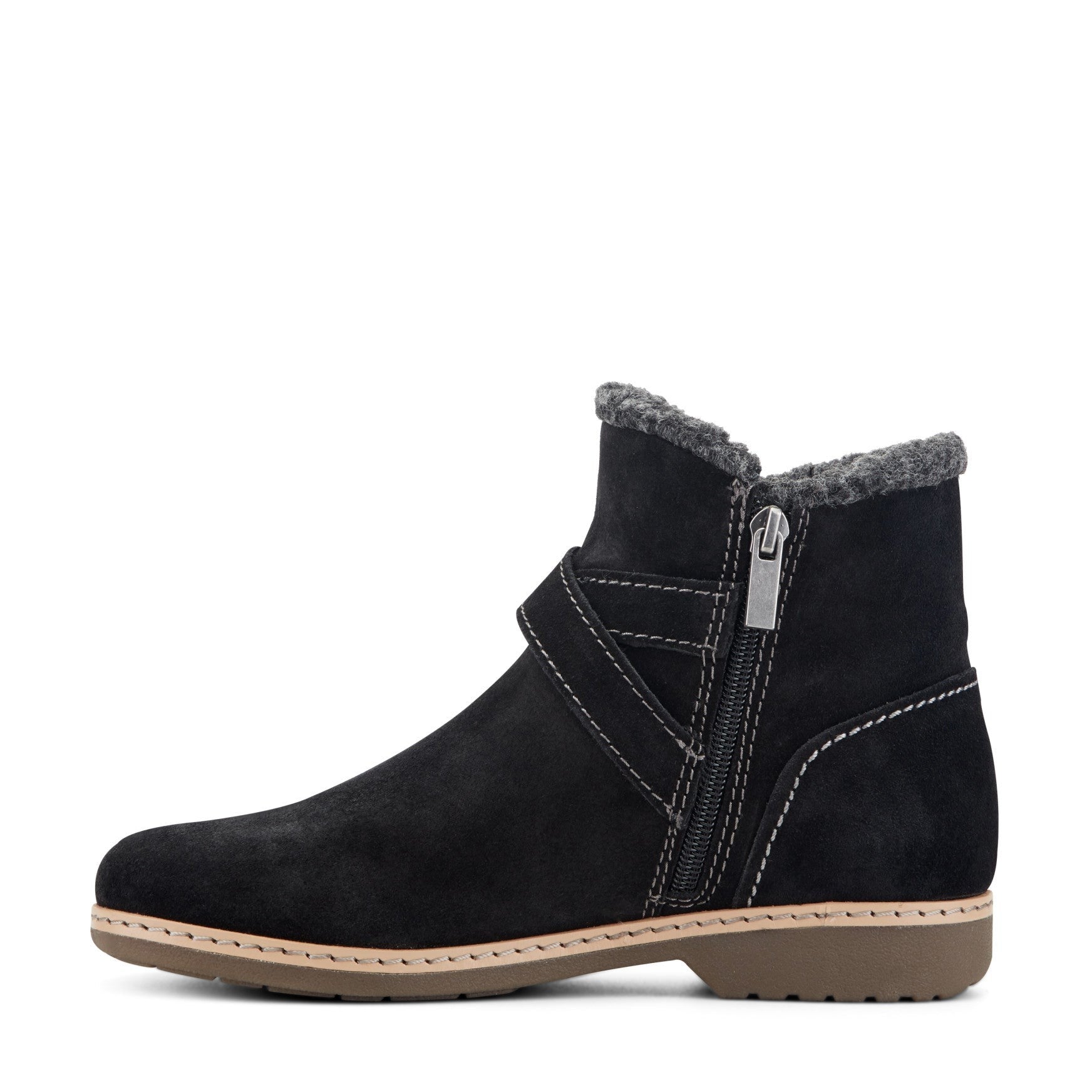Earth Hutton Water Repellent Insulated Comfort Bootie Cushioned Support Women's Bootie - Black Suede - 4