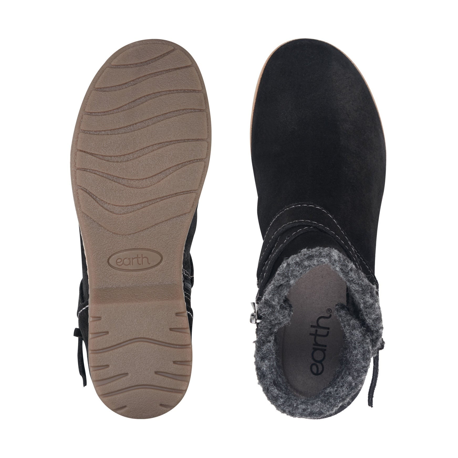 Earth Hutton Water Repellent Insulated Comfort Bootie Cushioned Support Women's Bootie - Black Suede - 5
