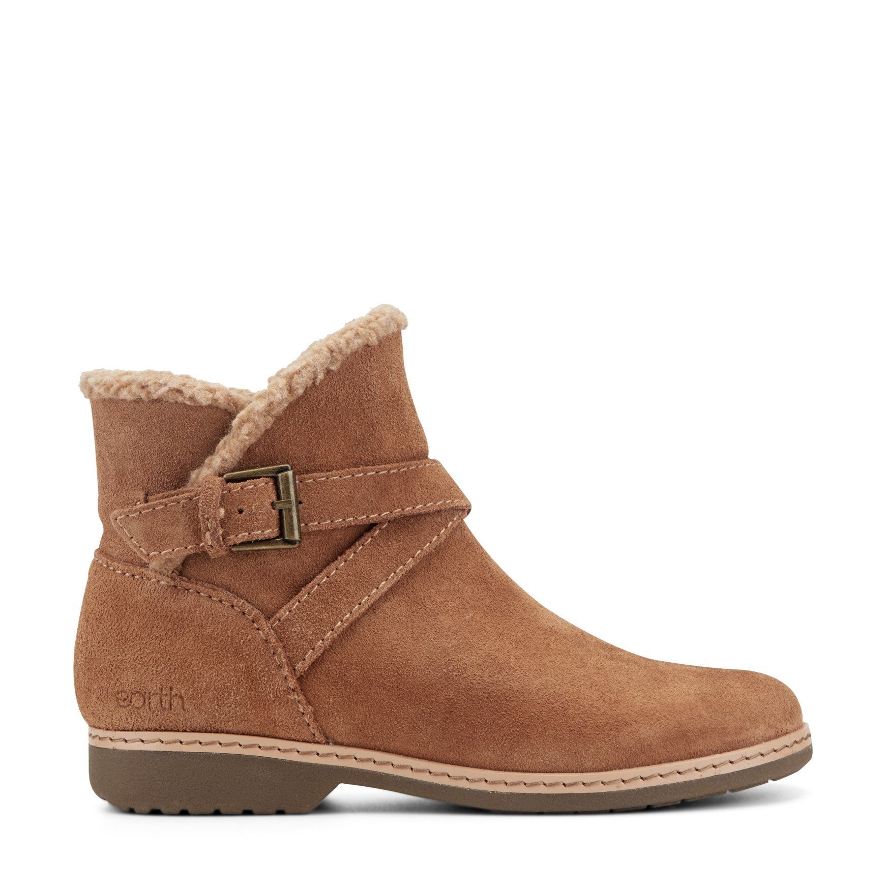 Earth Hutton Water Repellent Insulated Comfort Bootie Cushioned Support Women's Bootie - Medium Natural Suede - 1