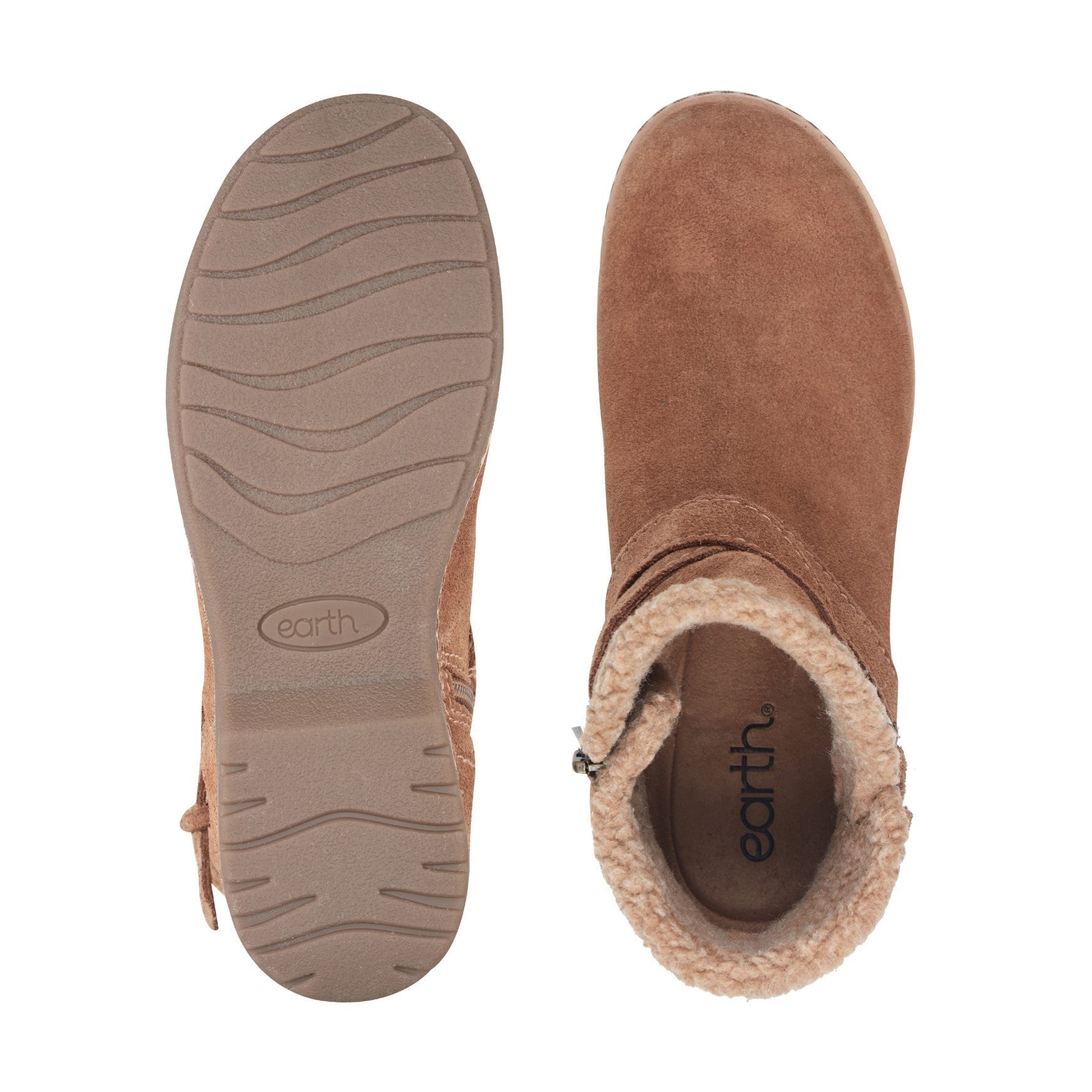 Earth Hutton Water Repellent Insulated Comfort Bootie Cushioned Support Women's Bootie - Medium Natural Suede - 5