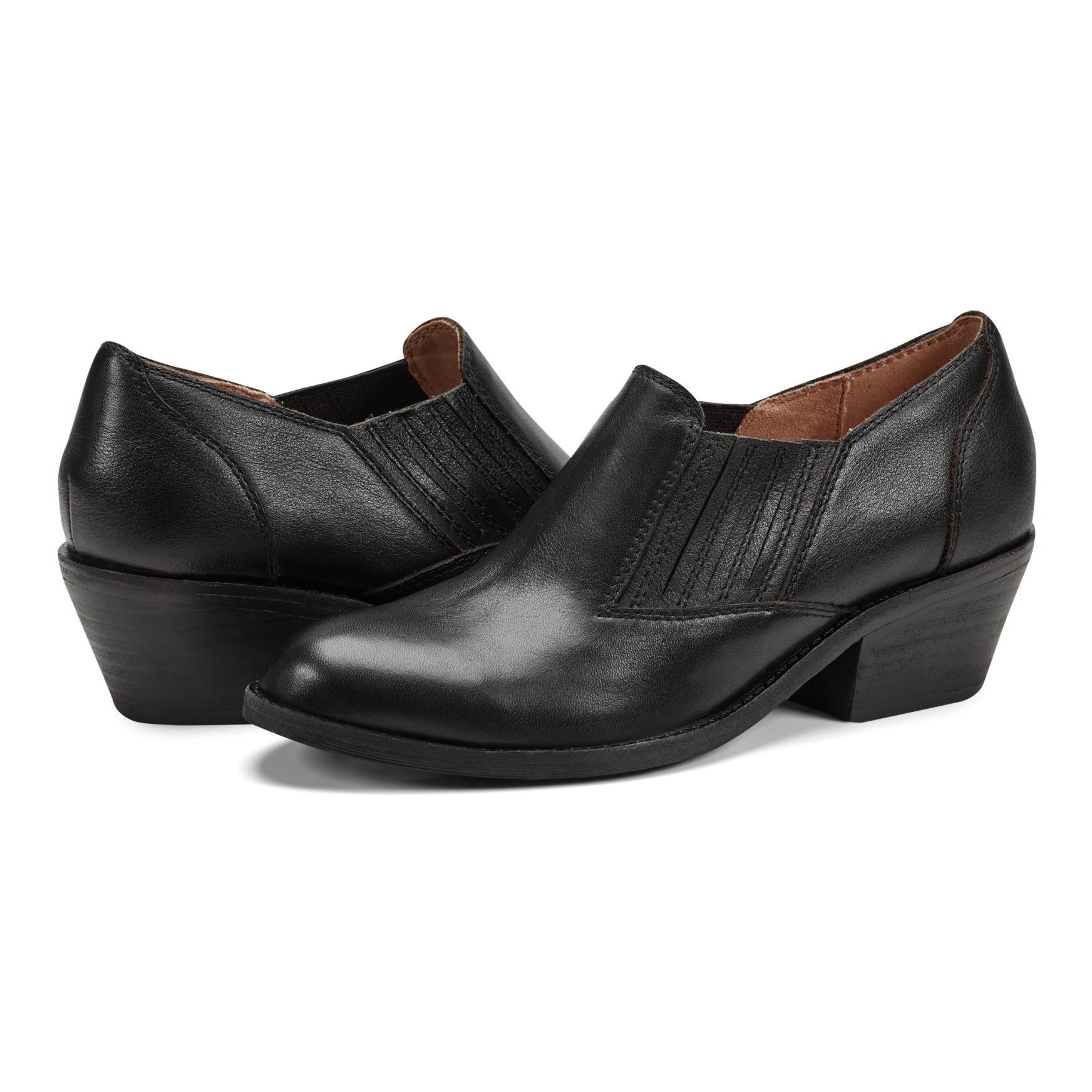 Earth Jalin Cushioned Support Slip-On Bootie Women's Slip-On Bootie - Black Leather - 7