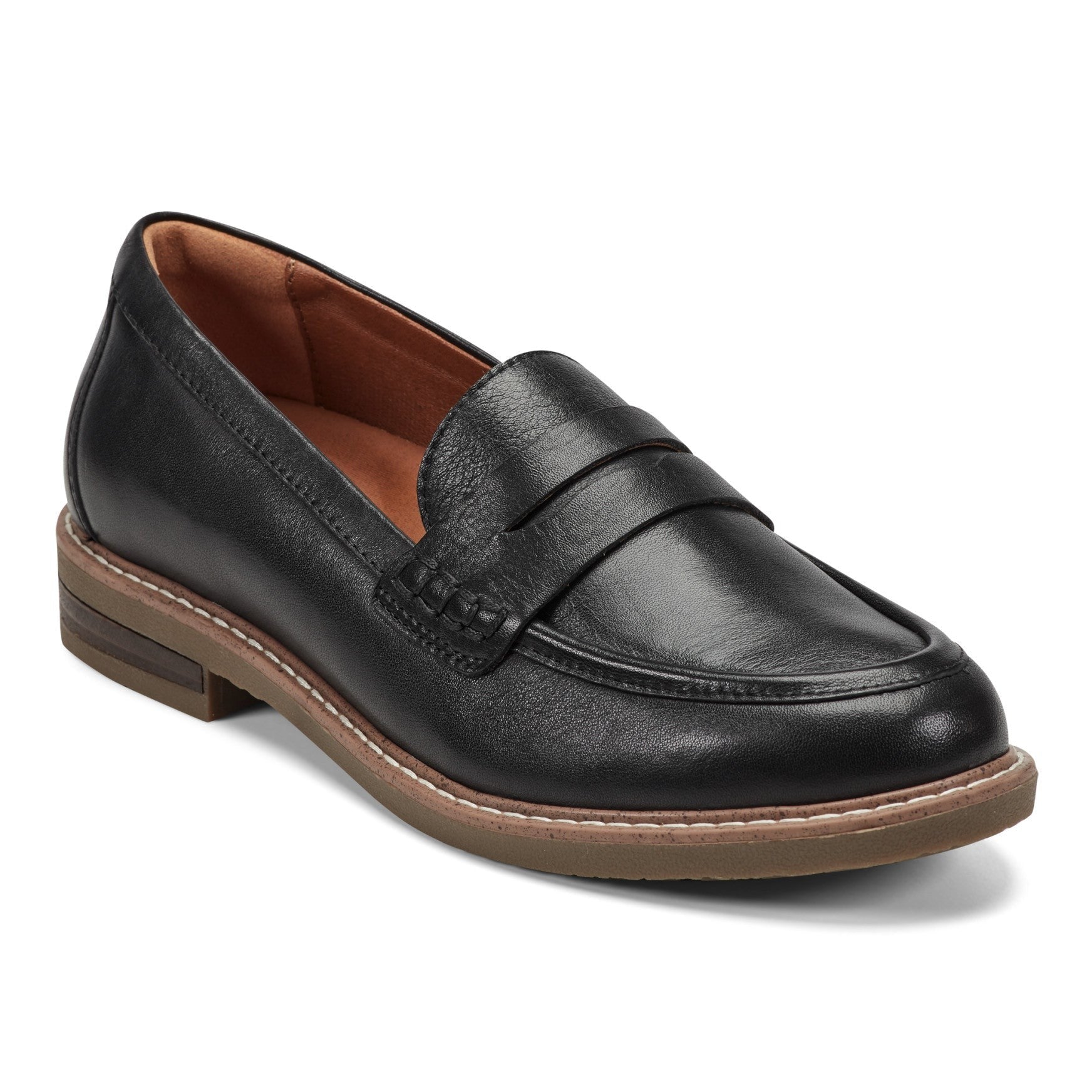 Earth Javas Slip-on Penny Casual Cushioned Arch Support Women's Mules & Loafers - Black Leather - 2
