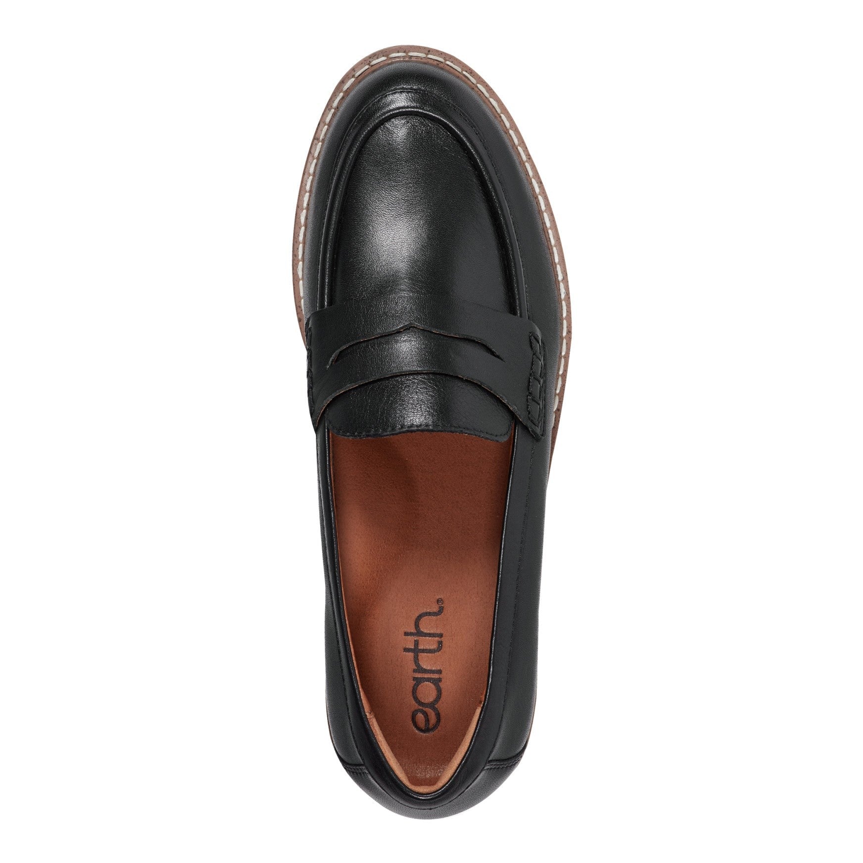 Earth Javas Slip-on Penny Casual Cushioned Arch Support Women's Mules & Loafers - Black Leather - 5