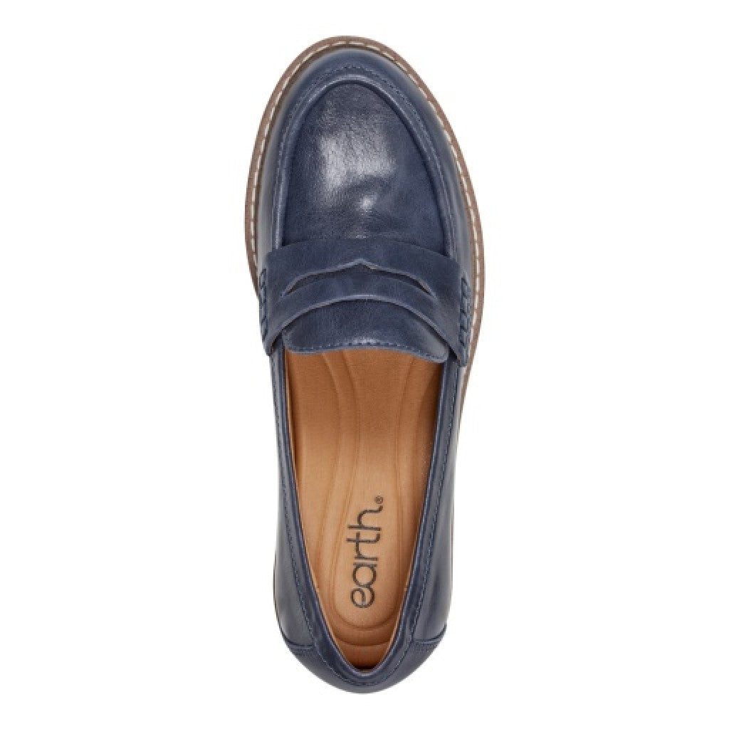 Earth Javas Slip-on Penny Casual Cushioned Arch Support Women's Mules & Loafers - Dark Blue - 6