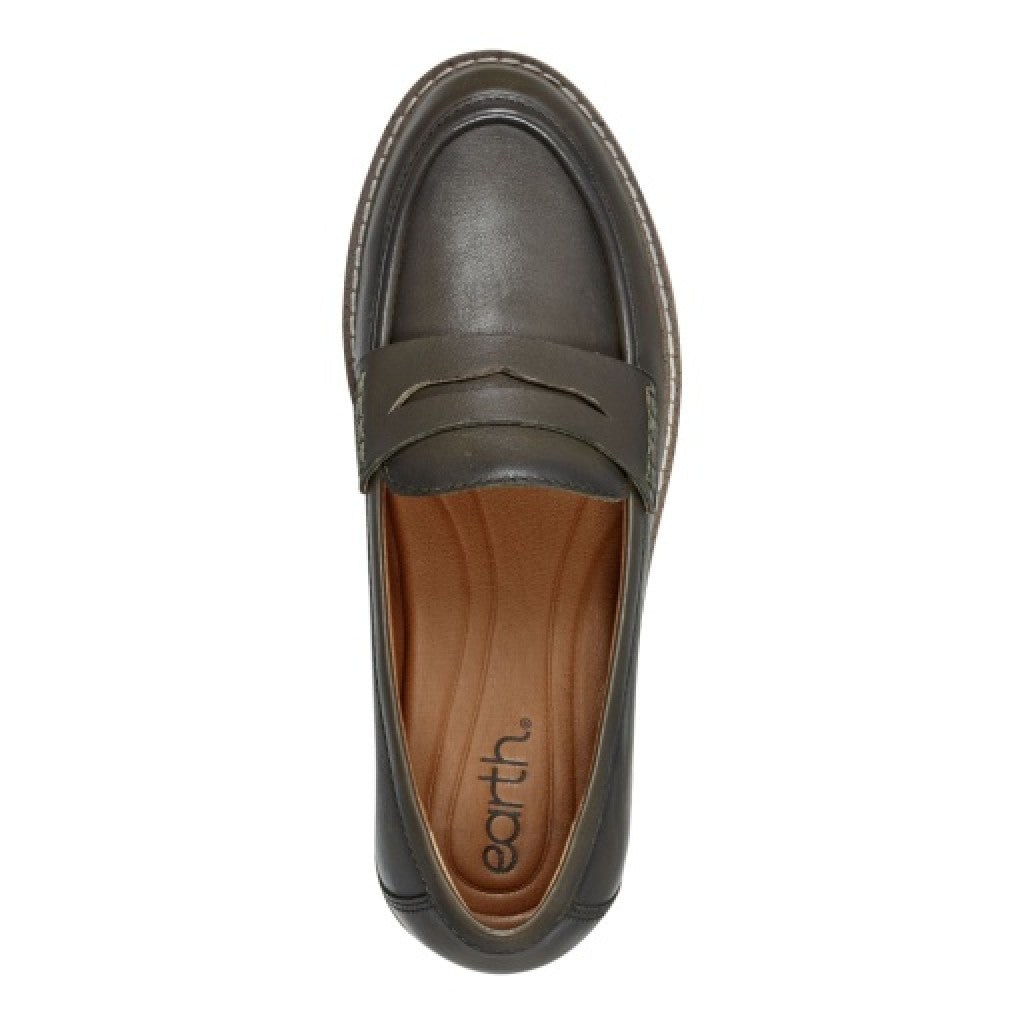 Earth Javas Slip-on Penny Casual Cushioned Arch Support Women's Mules & Loafers - Dark Green - 6