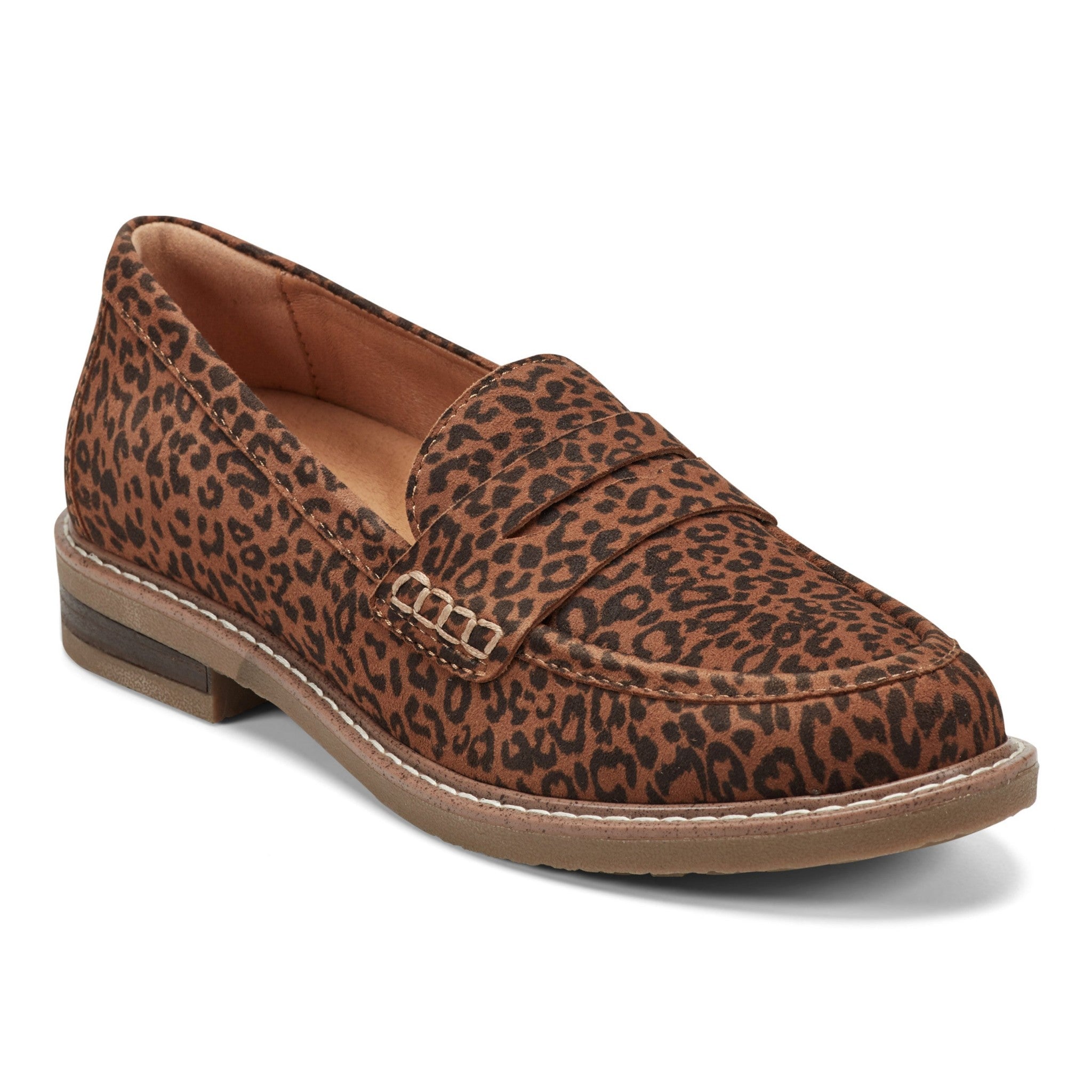 Earth Javas Slip-on Penny Casual Cushioned Arch Support Women's Mules & Loafers - Leopard Suede - 2