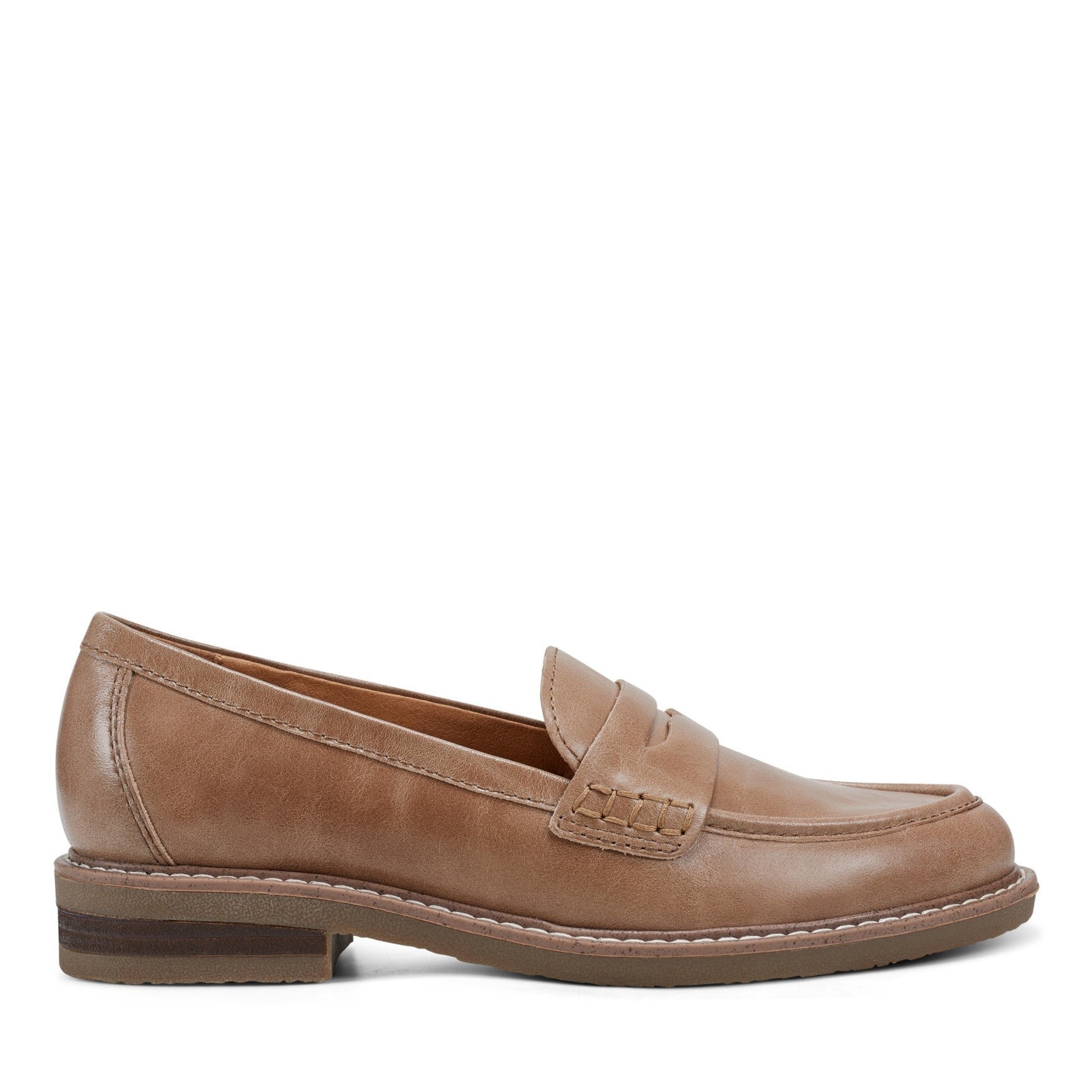 Earth Javas Slip-on Penny Casual Cushioned Arch Support Women's Mules & Loafers - Light Brown Leather - 1