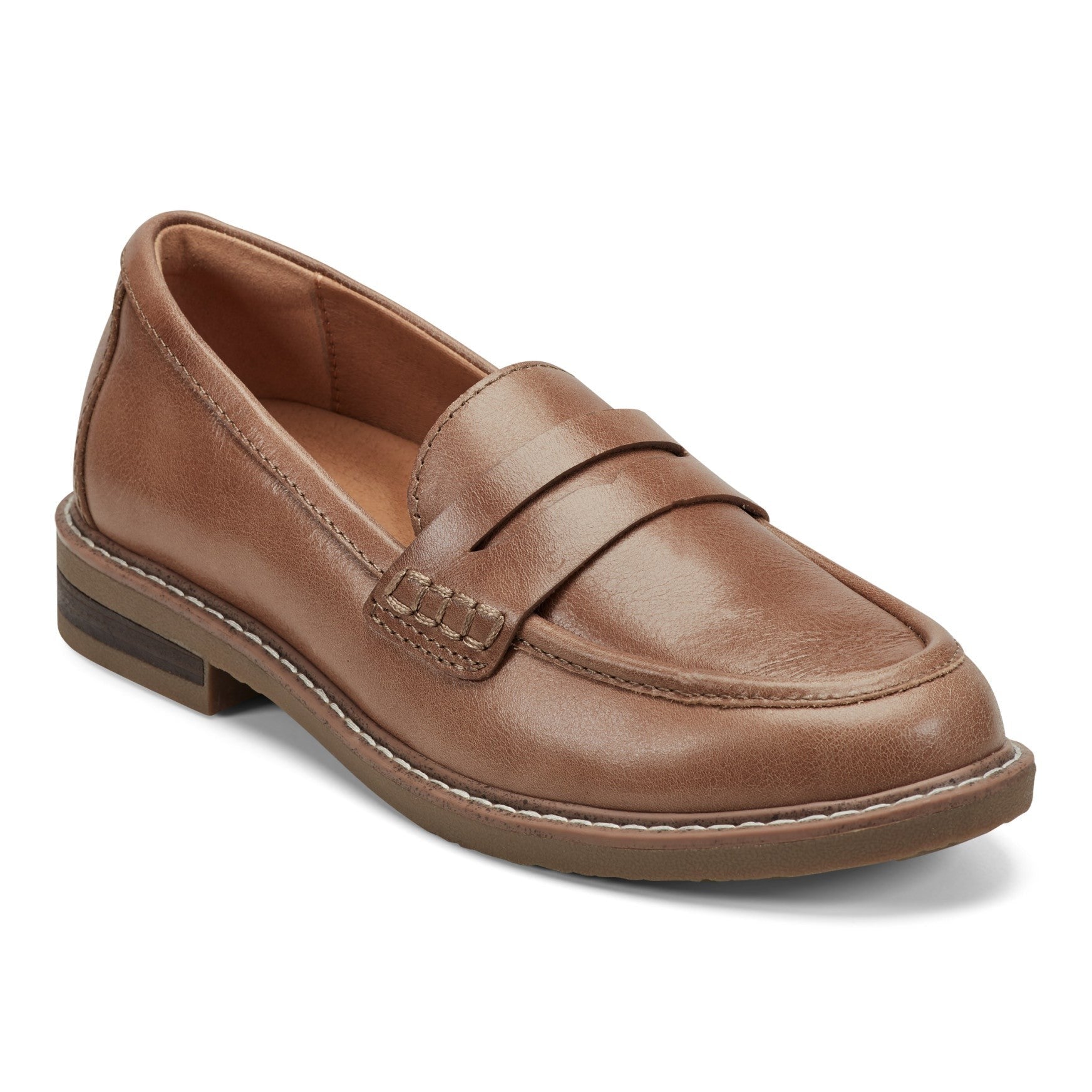 Earth Javas Slip-on Penny Casual Cushioned Arch Support Women's Mules & Loafers - Light Brown Leather - 2