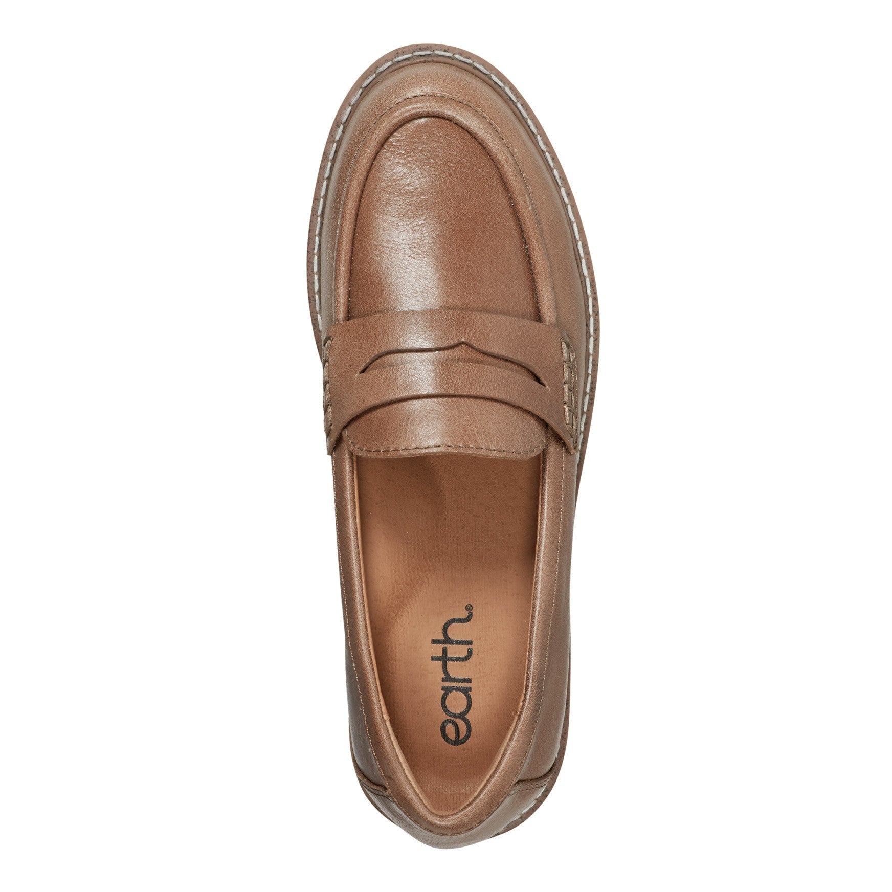 Earth Javas Slip-on Penny Casual Cushioned Arch Support Women's Mules & Loafers - Light Brown Leather - 5