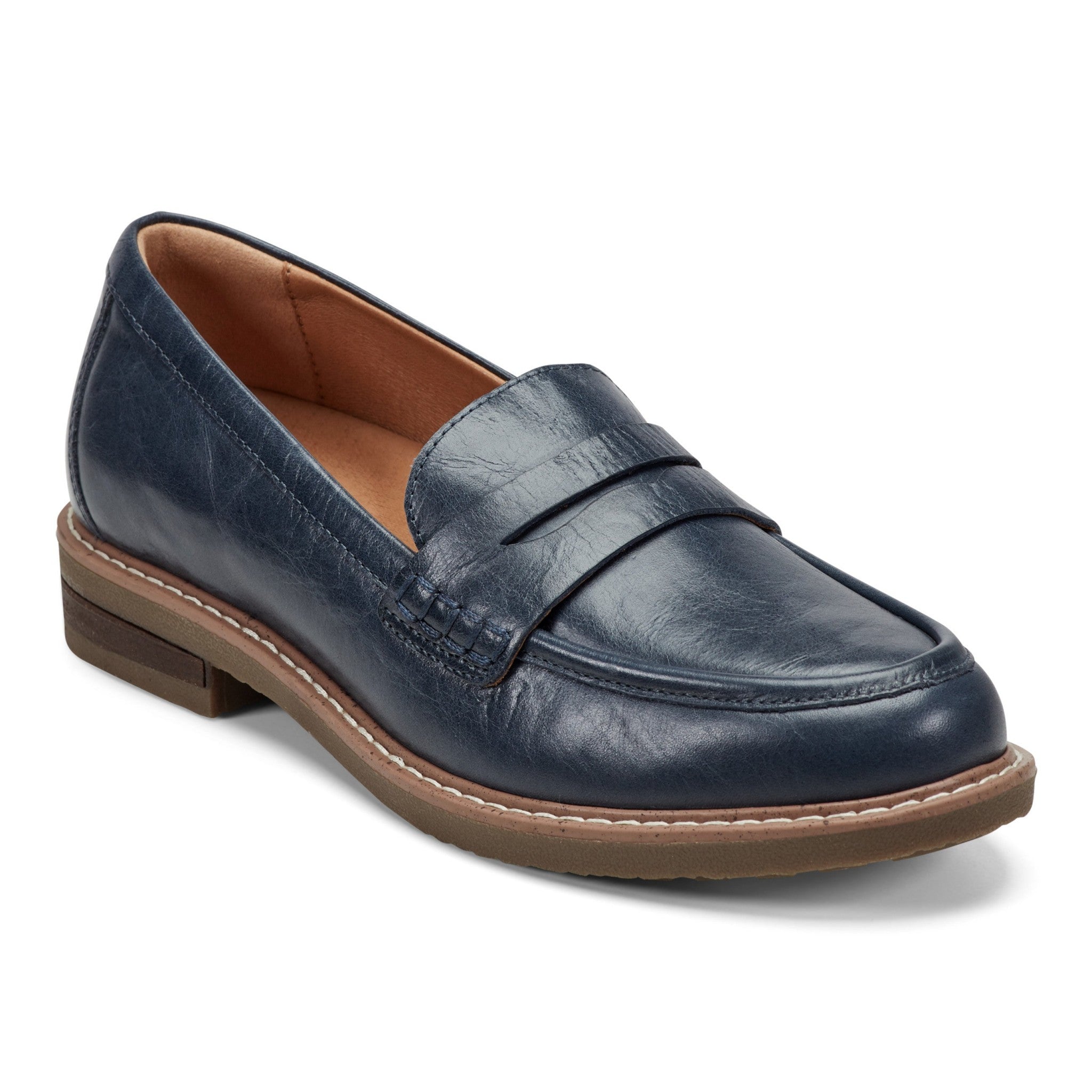 Earth Javas Slip-on Penny Casual Cushioned Arch Support Women's Mules & Loafers - Navy Leather - 2